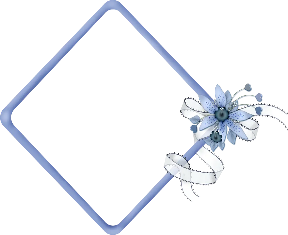 Decorative Blue Frame with Flower