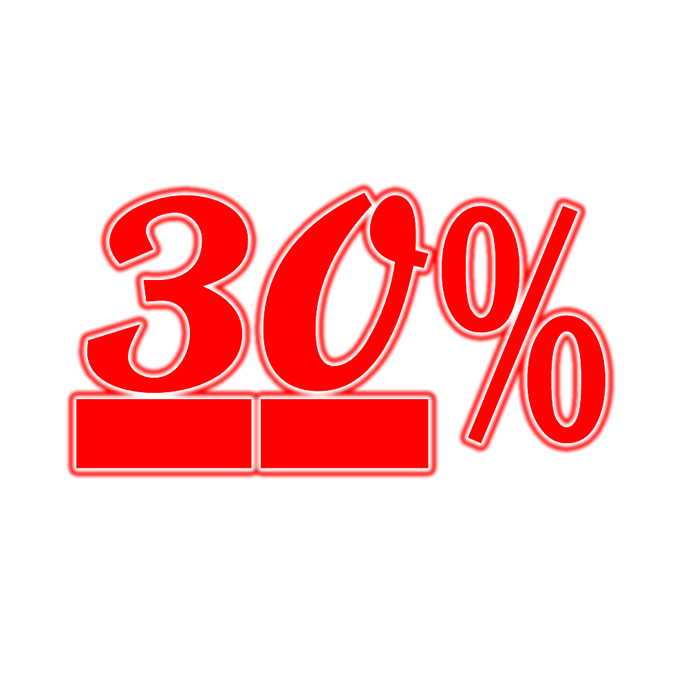 30 Percent Discount Label in Red