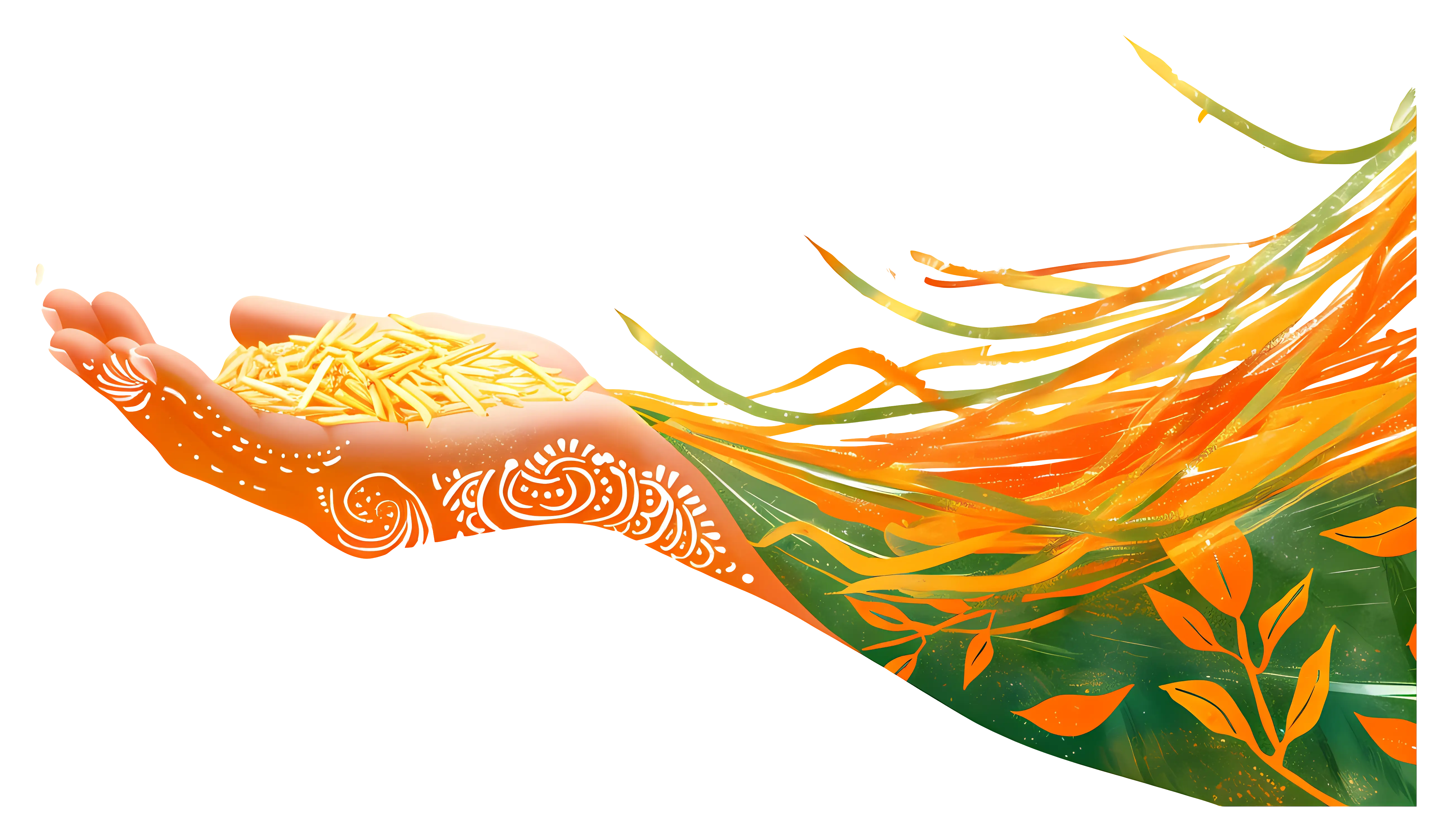 Decorative Hand with Flowing Grains