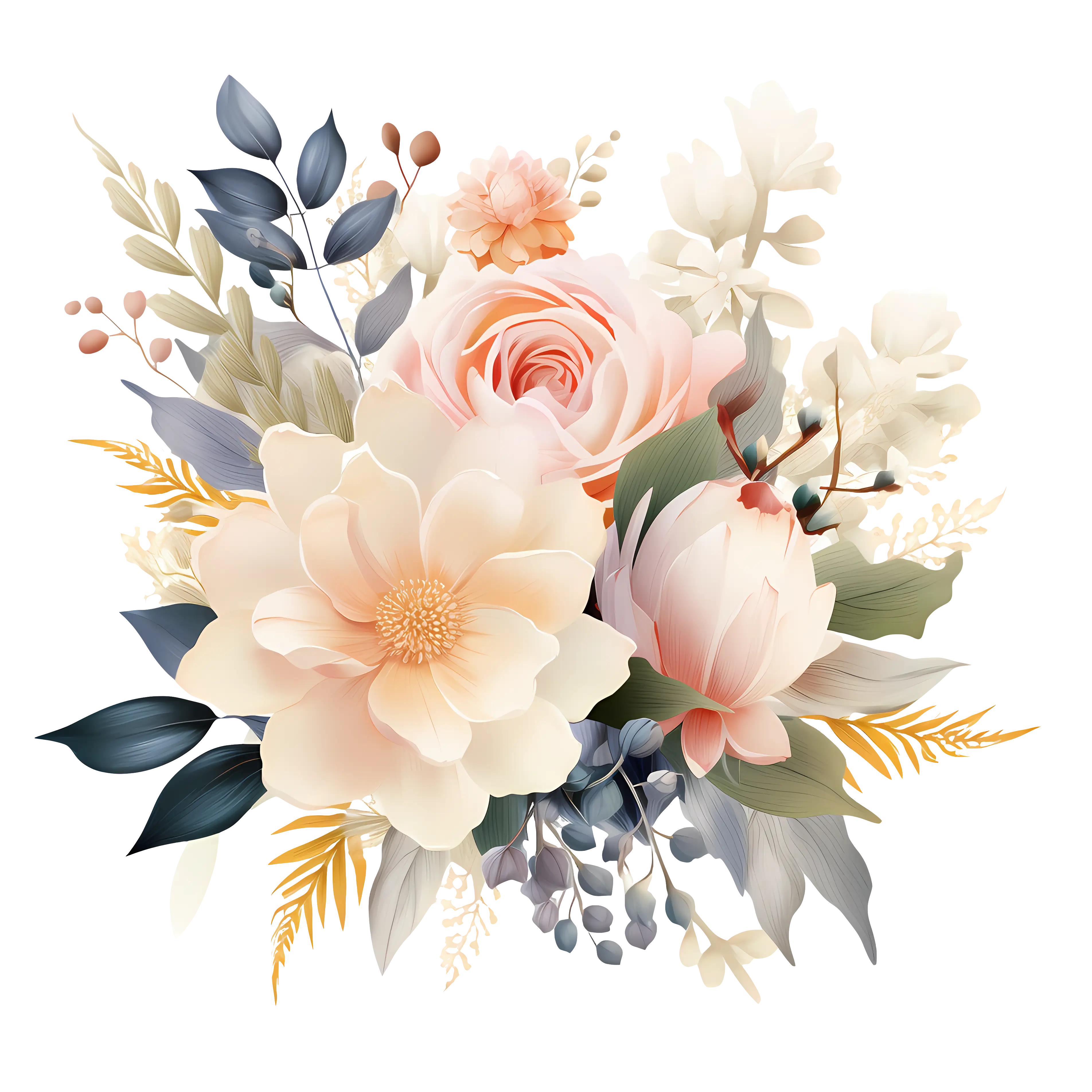 Ivory Floral Bouquet Illustration