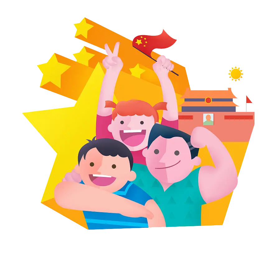 Children Celebrating with Flag