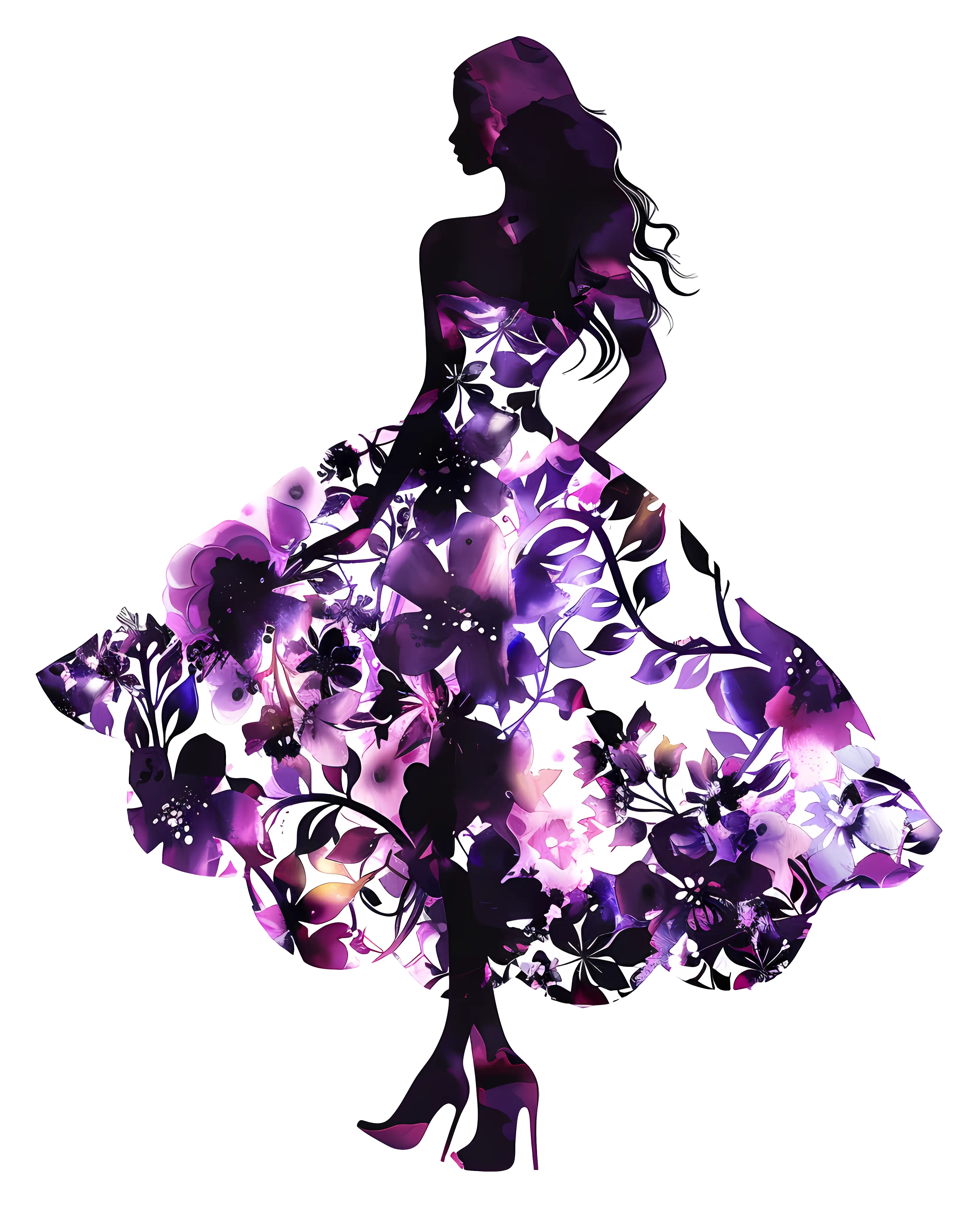 Elegant Floral Dress Silhouette