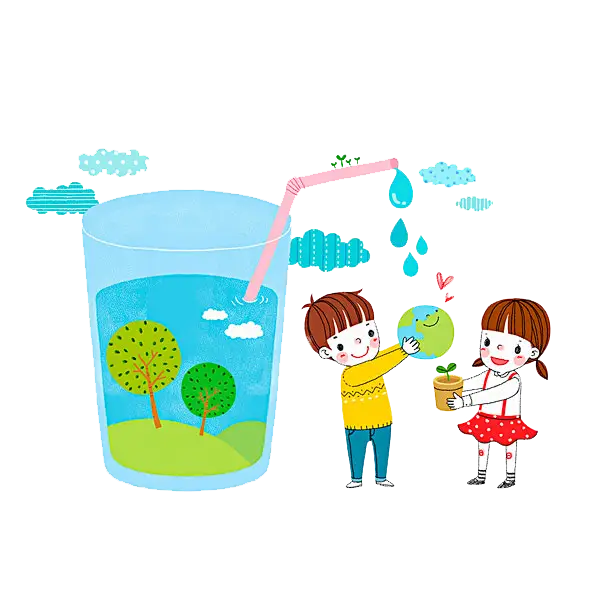 Children Caring for Nature Illustration