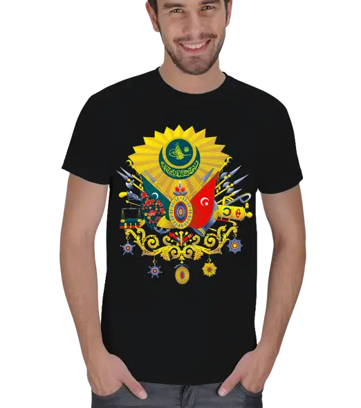 Man in Black T-shirt with Colorful Design