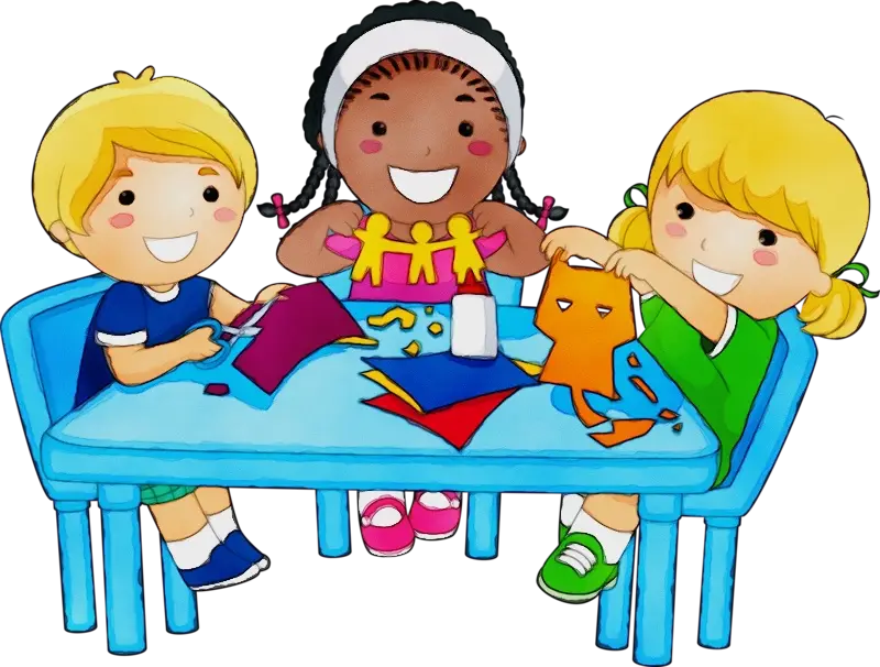 Cartoon of Children Enjoying a Crafting Activity
