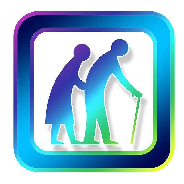 Elderly Couple Icon with Walking Cane
