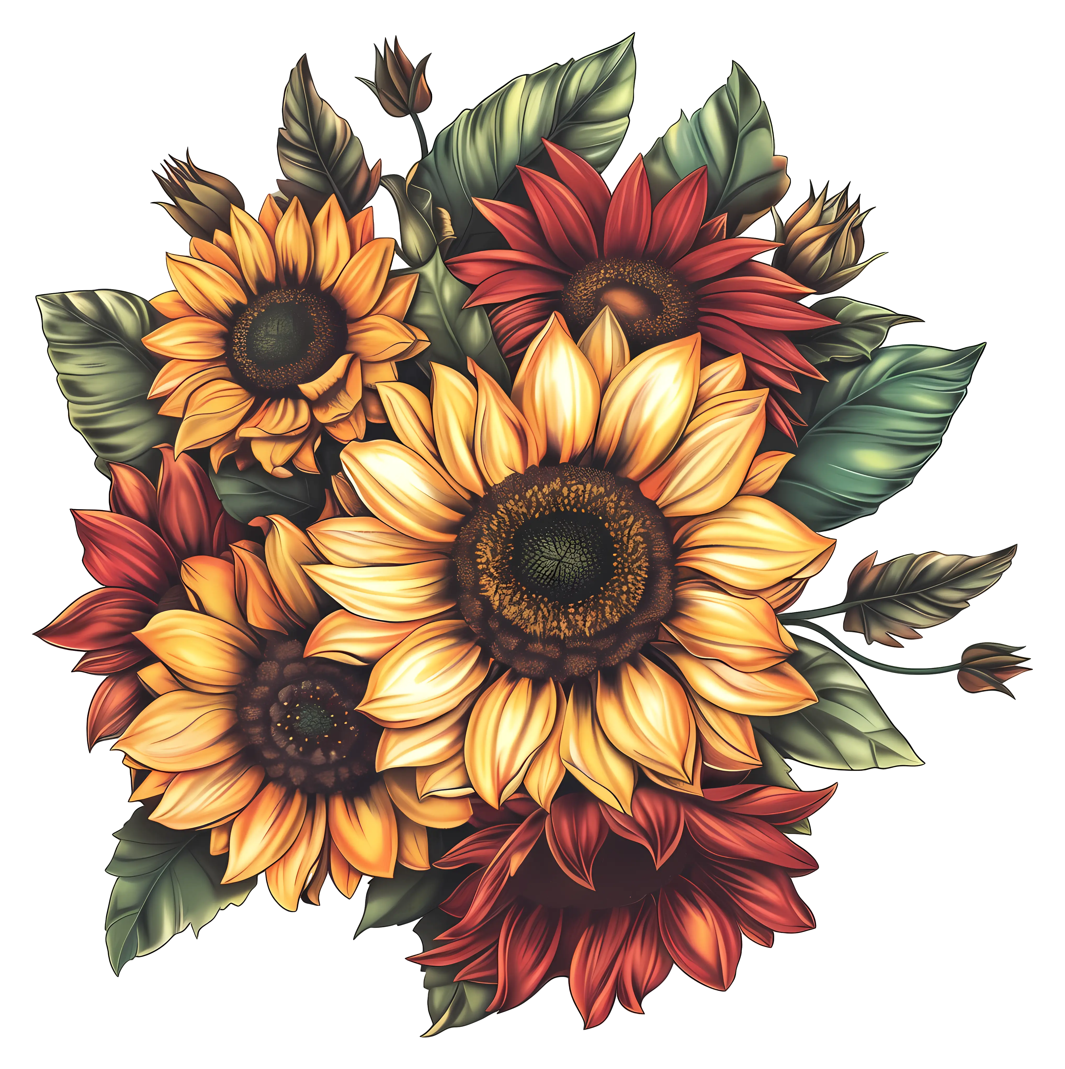 Bright Bouquet of Sunflowers Illustration