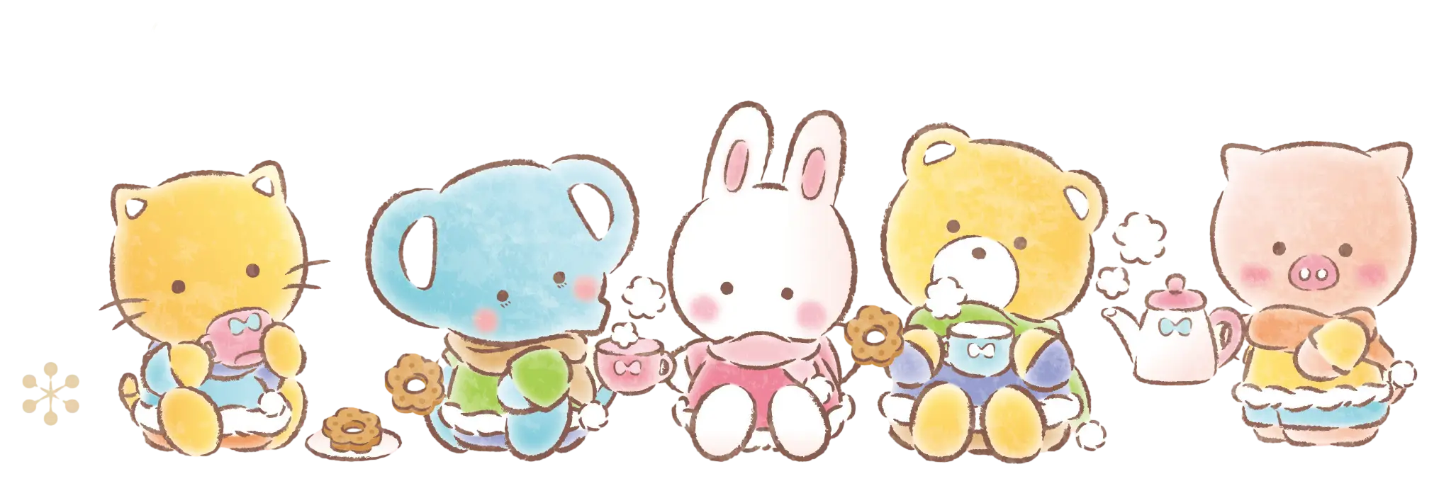 Cute Animal Characters with Tea