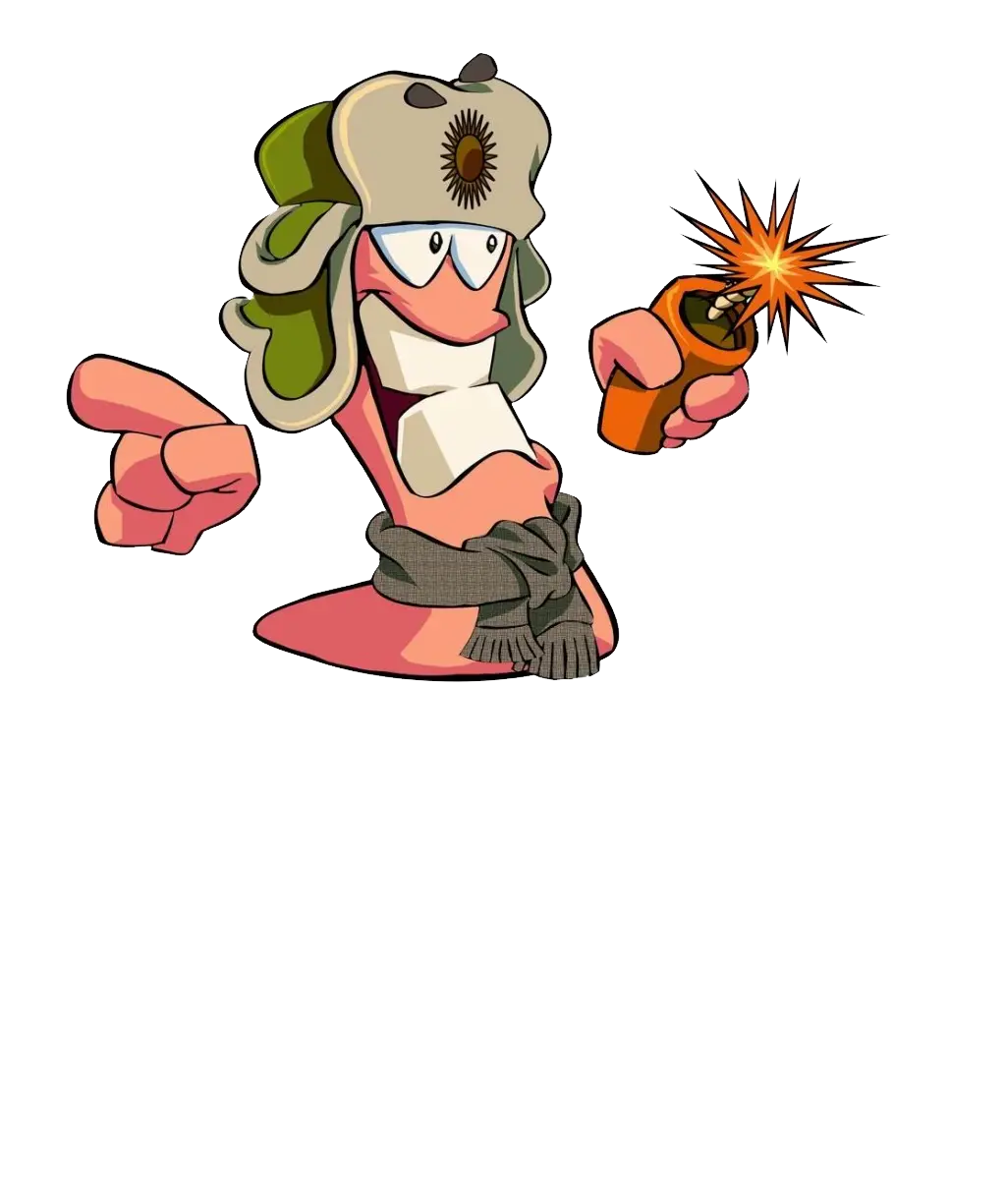 Funny Cartoon Worm with Dynamite