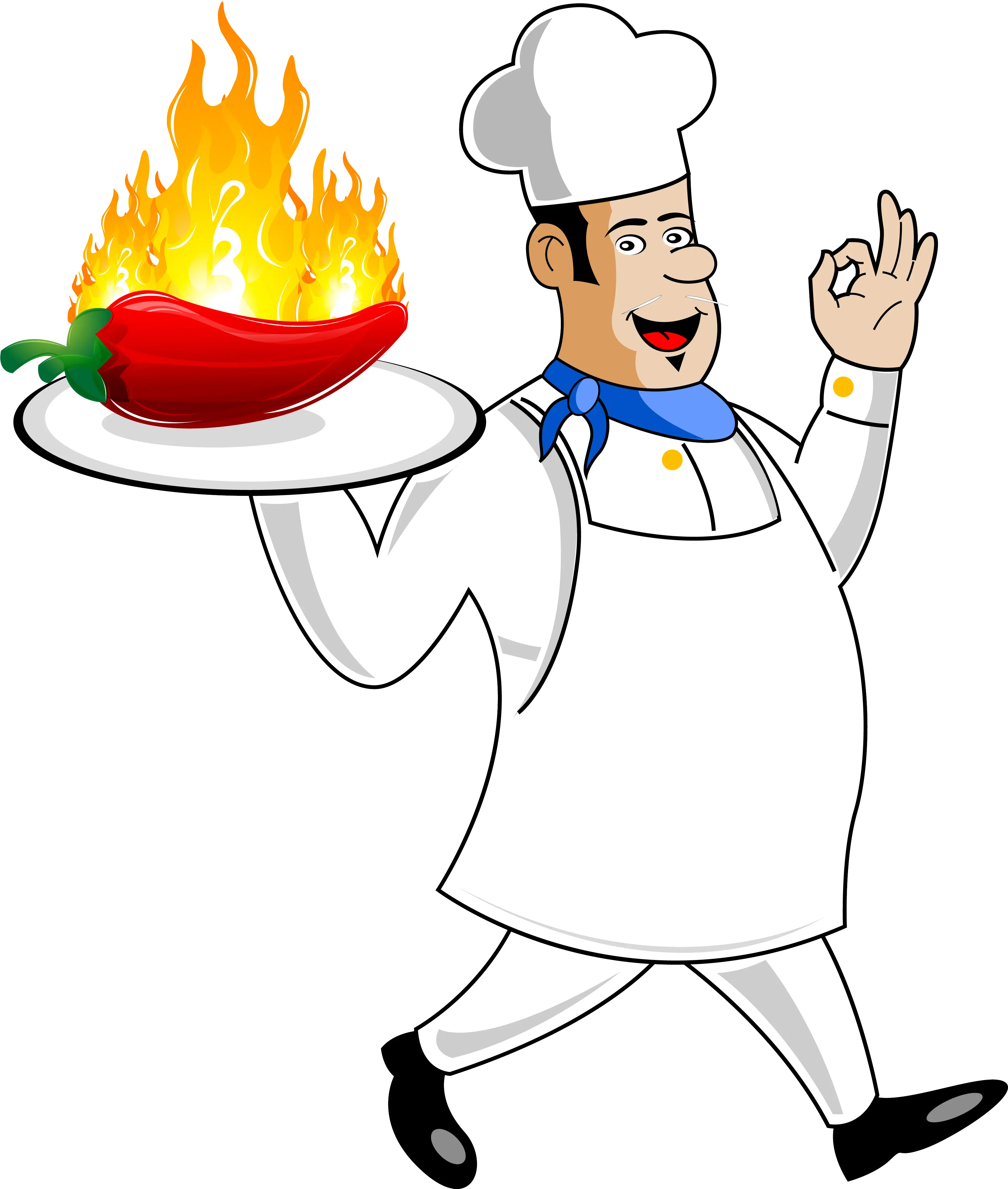 Cartoon Chef Serving Spicy Dish
