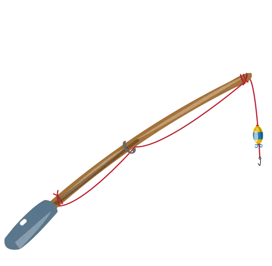 Fishing Pole Design with Hooks and Float