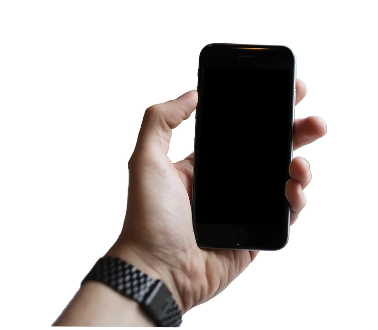 Hand Holding Black Smartphone for Communication Concept