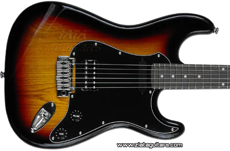 Electric Guitar with Black and Sunburst Design