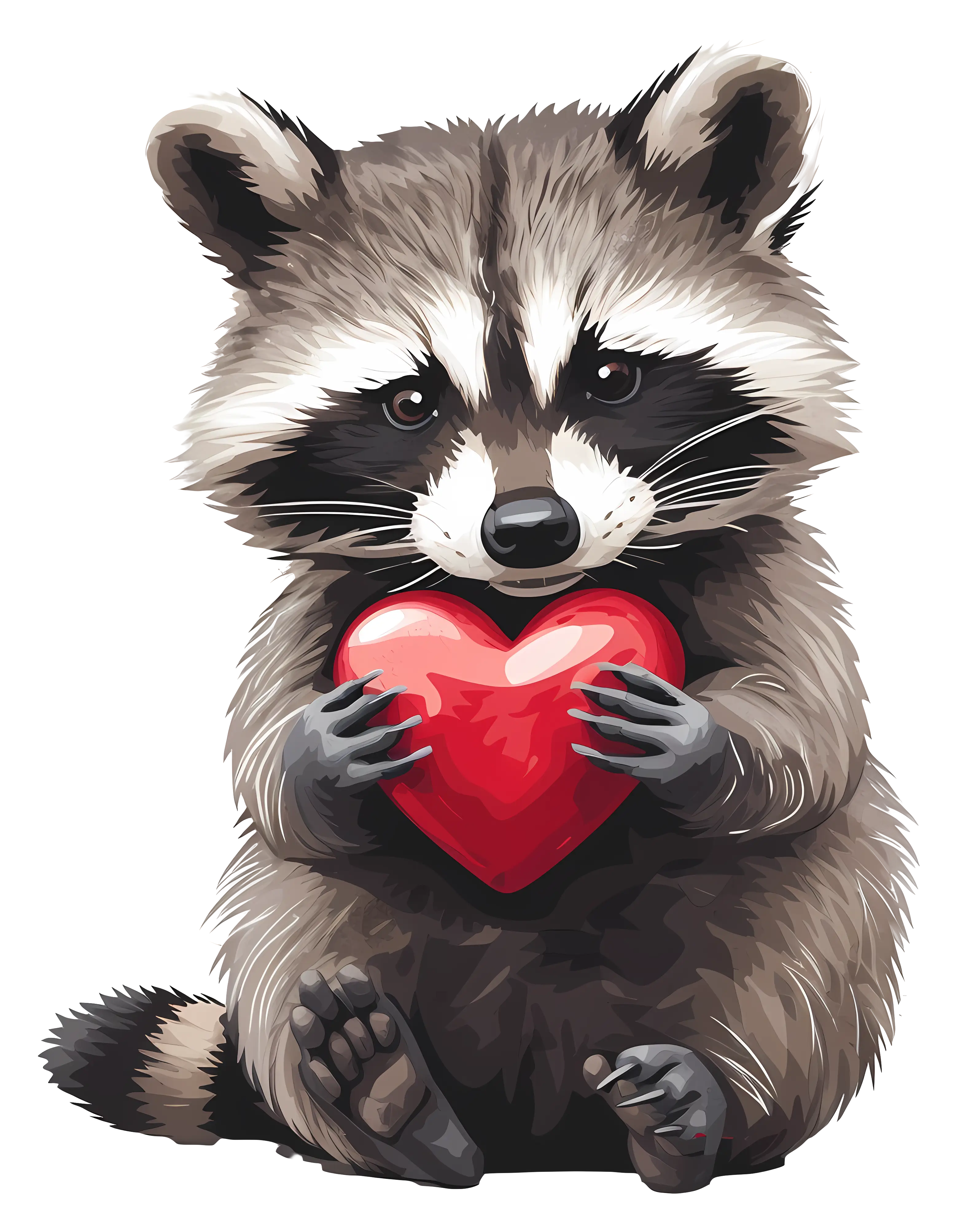 Raccoon Holding a Heart Illustration