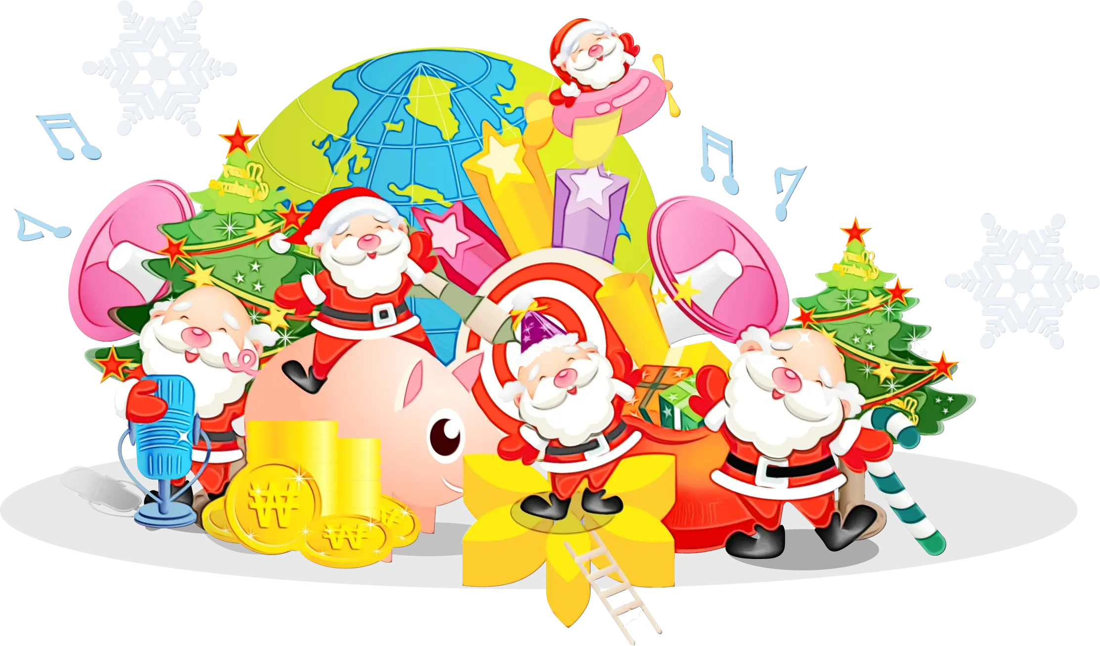 Christmas Celebration with Santa and Decorations