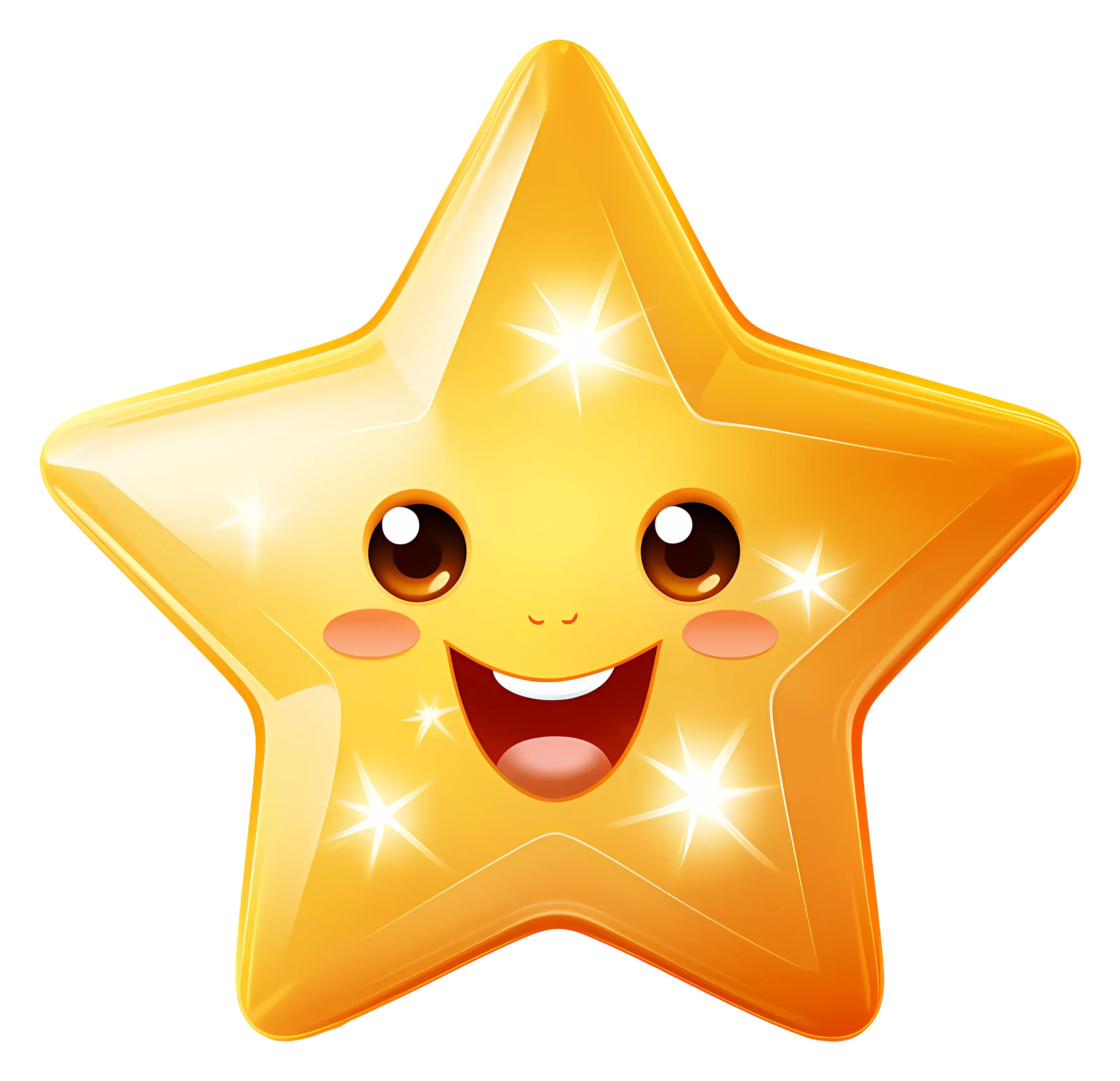 Smiling Cartoon Star with a Golden Glow