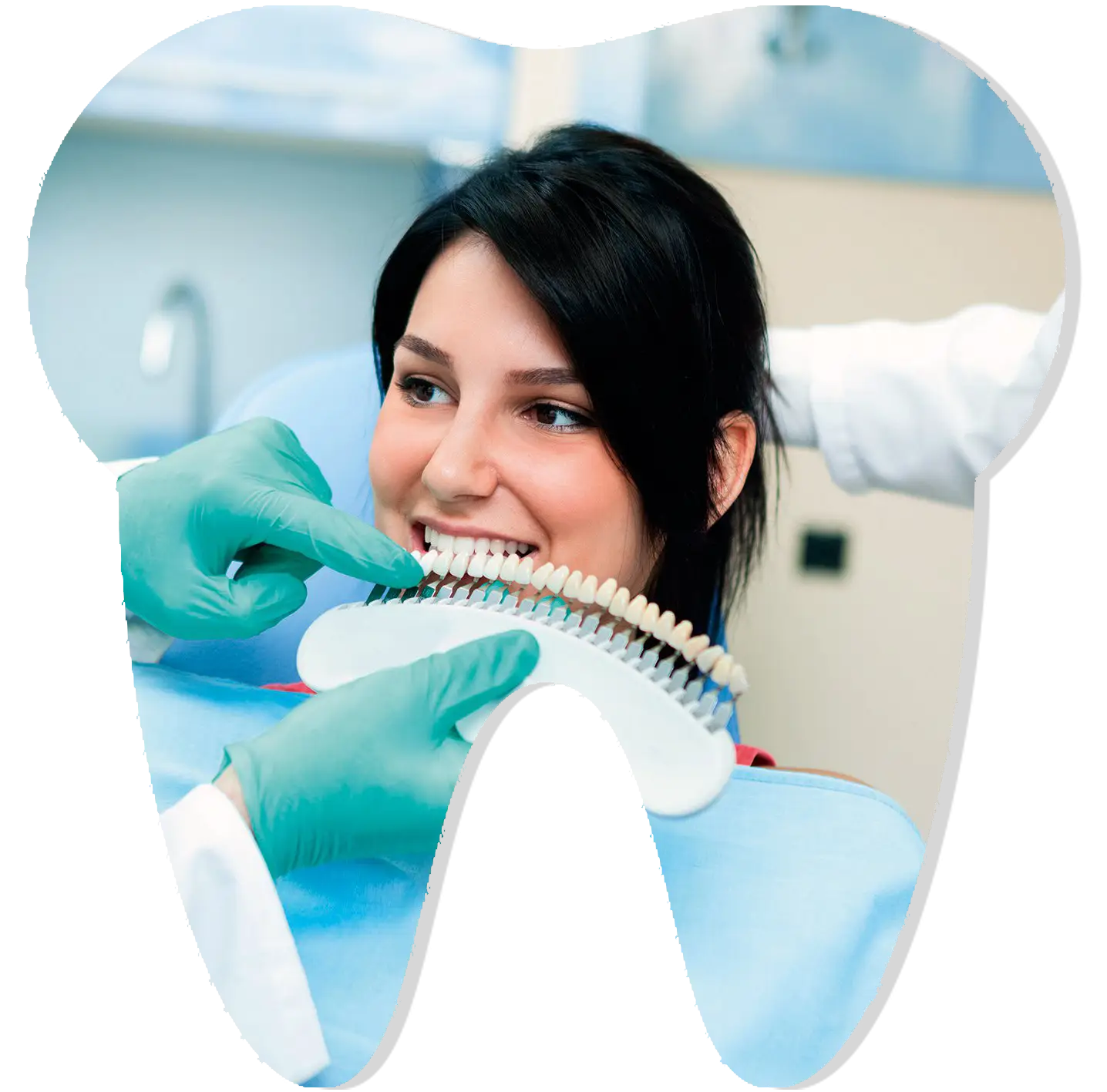 Woman with Dental Shade Guide