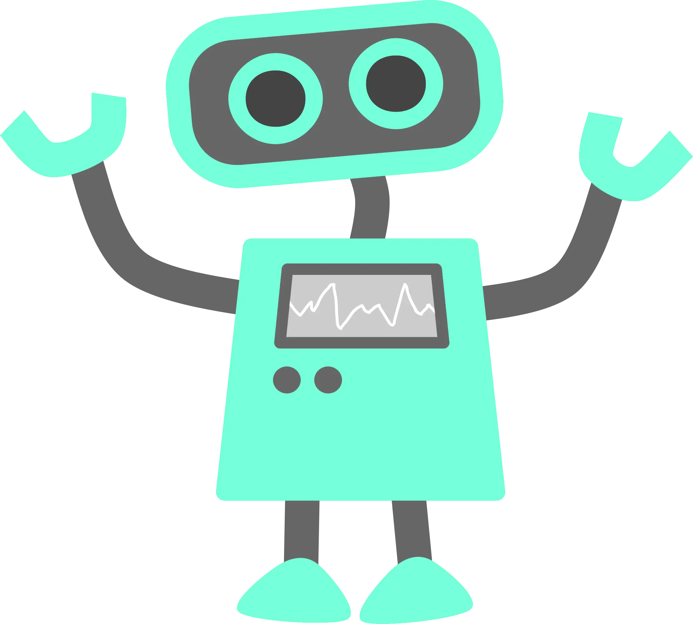Cartoon Blue and Black Robot Illustration