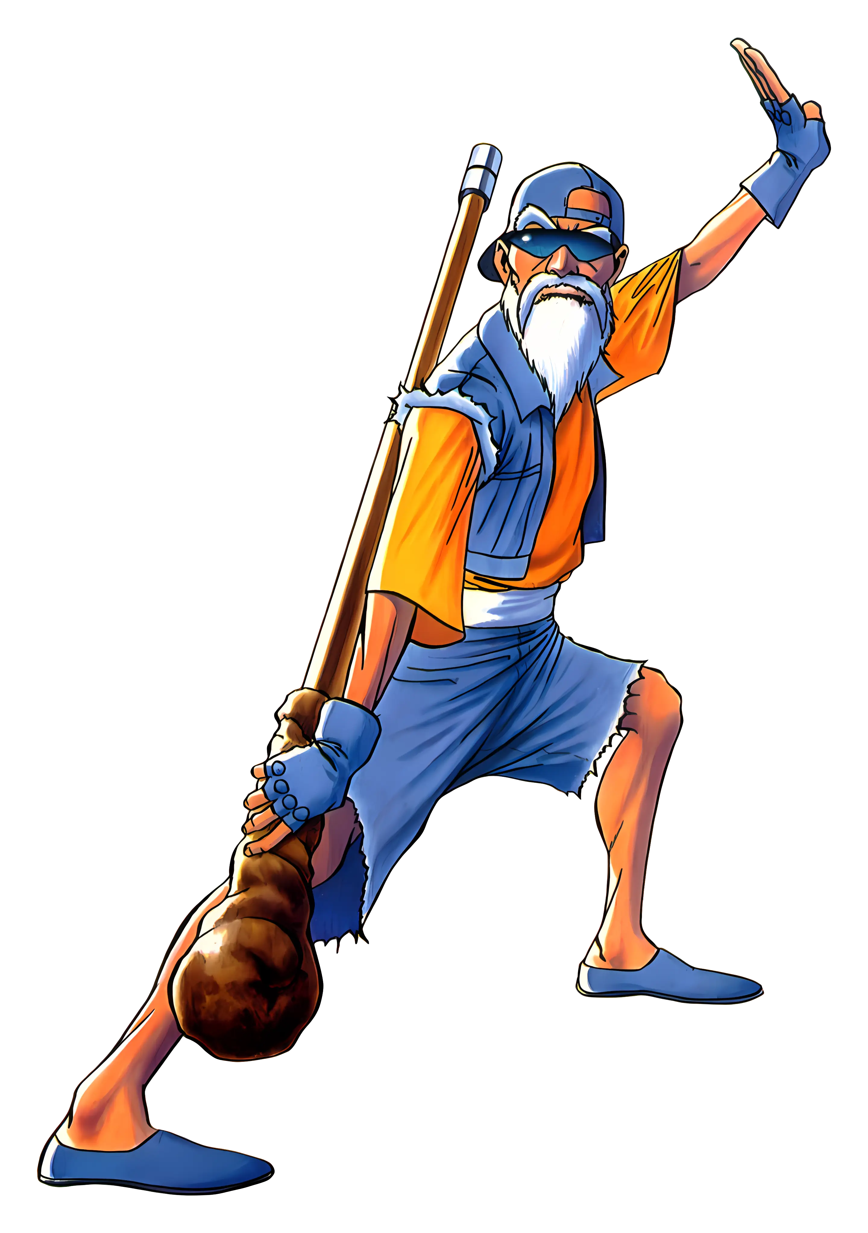 Old Man with Staff Anime Character
