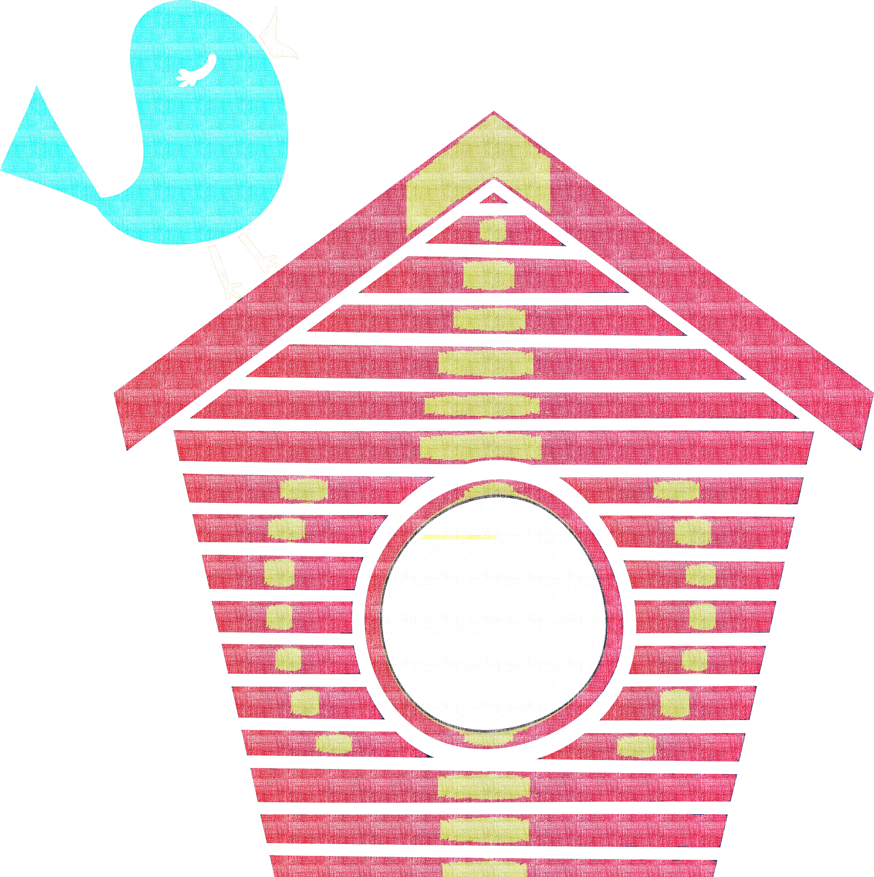 Red Birdhouse with Blue Bird