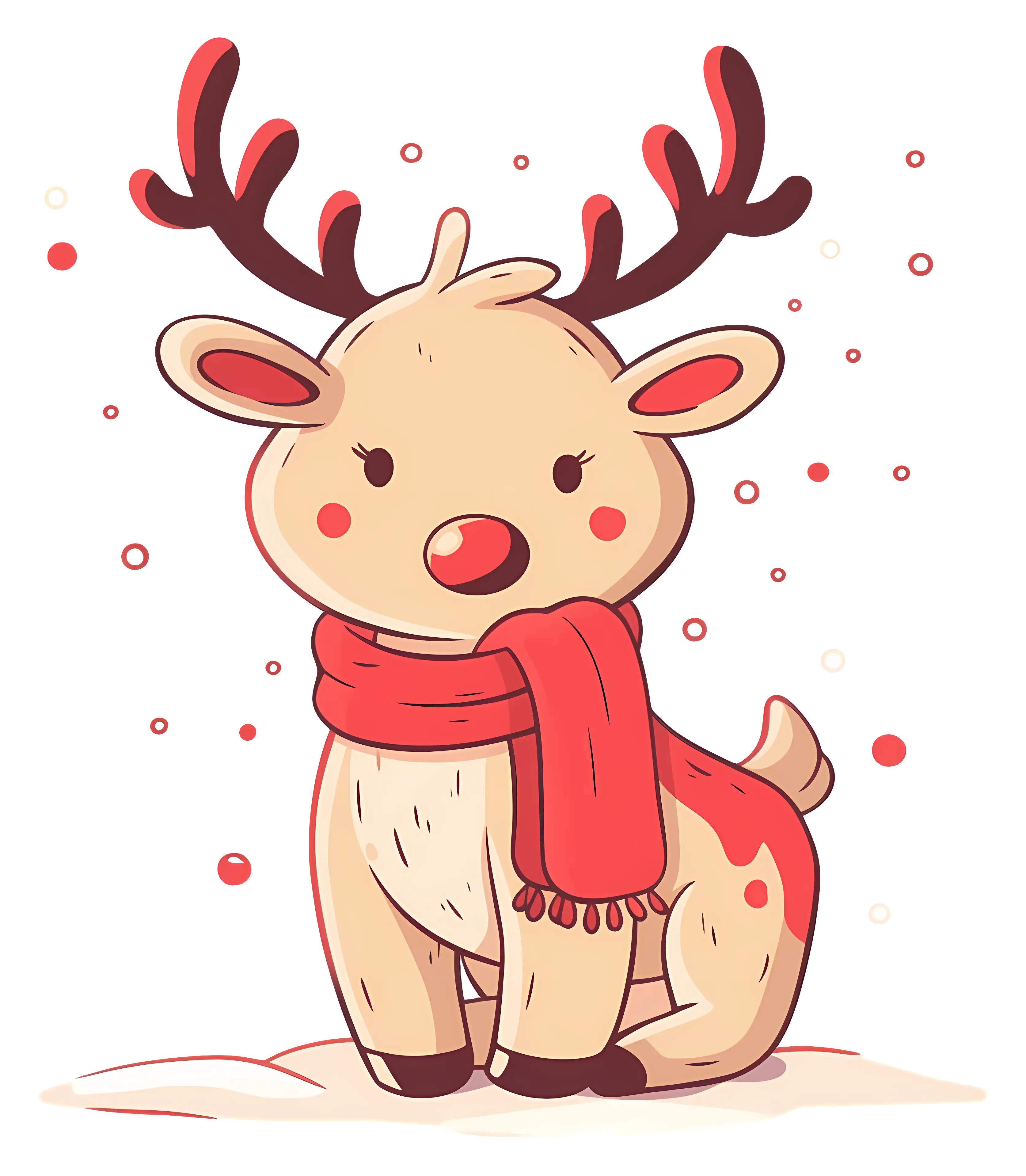 Adorable Reindeer with Red Scarf