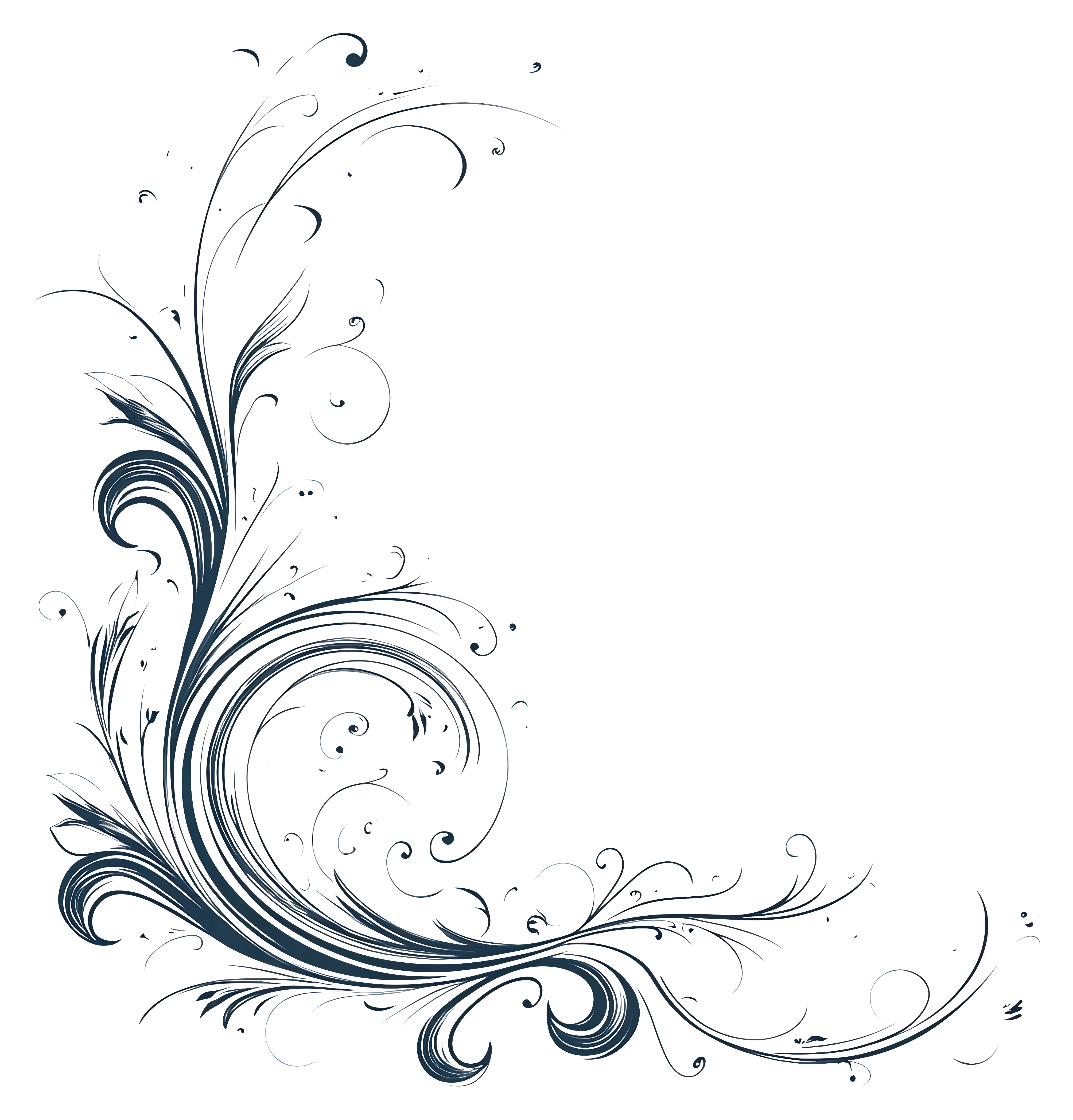 Elegant Blue Floral Corner Design