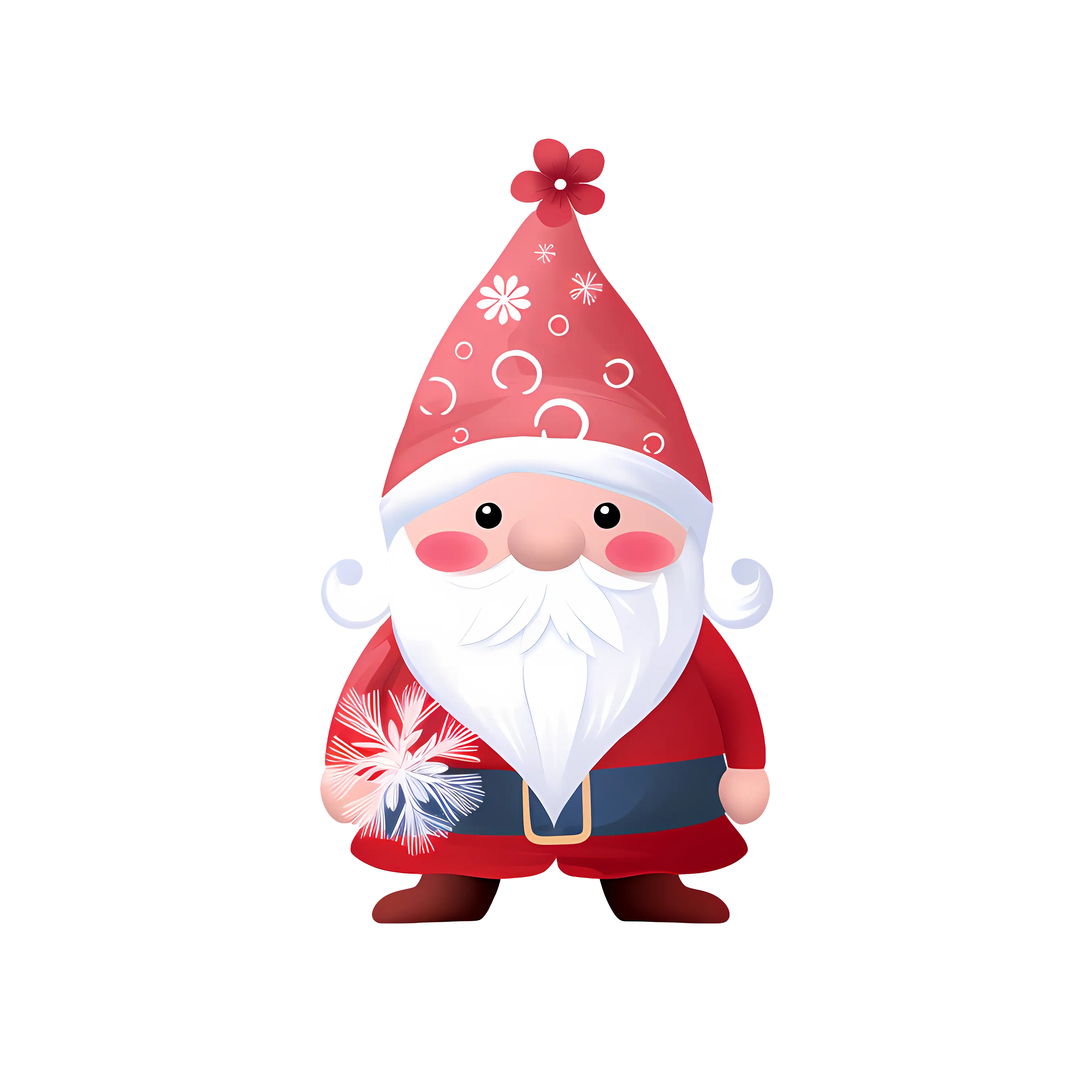 White-Bearded Gnome with Festive Red Hat