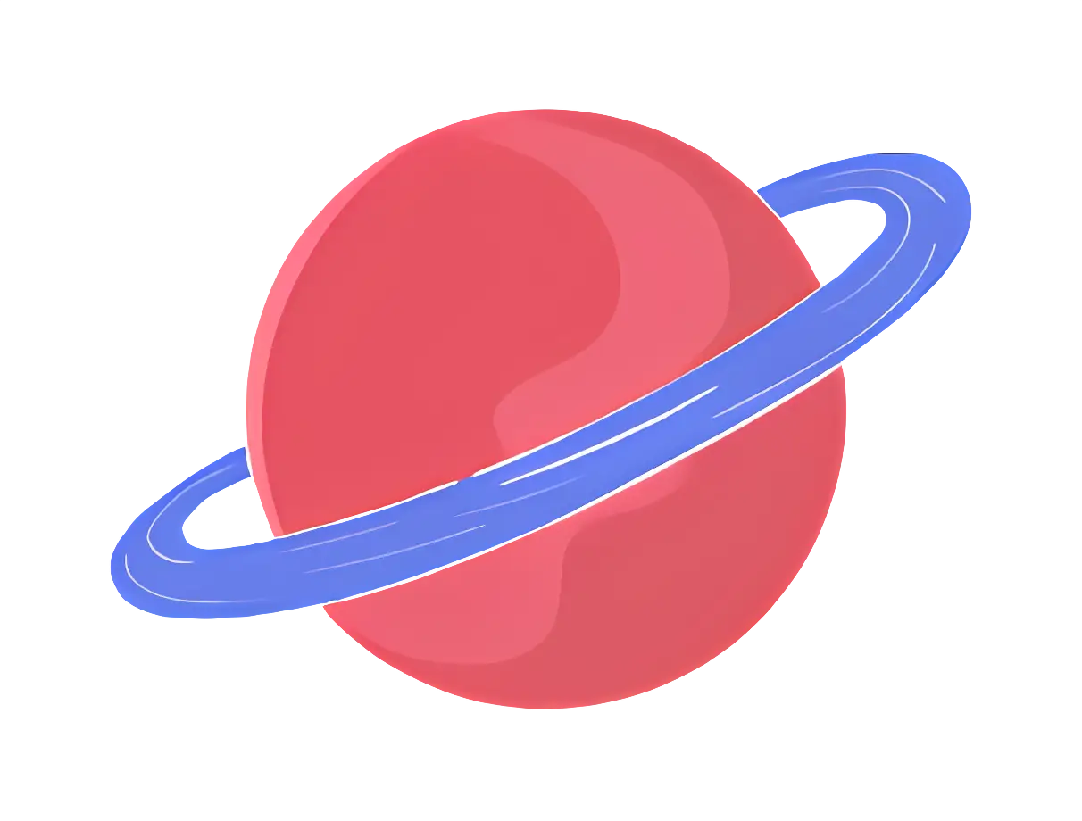 Red Planet with a Blue Ring Illustration
