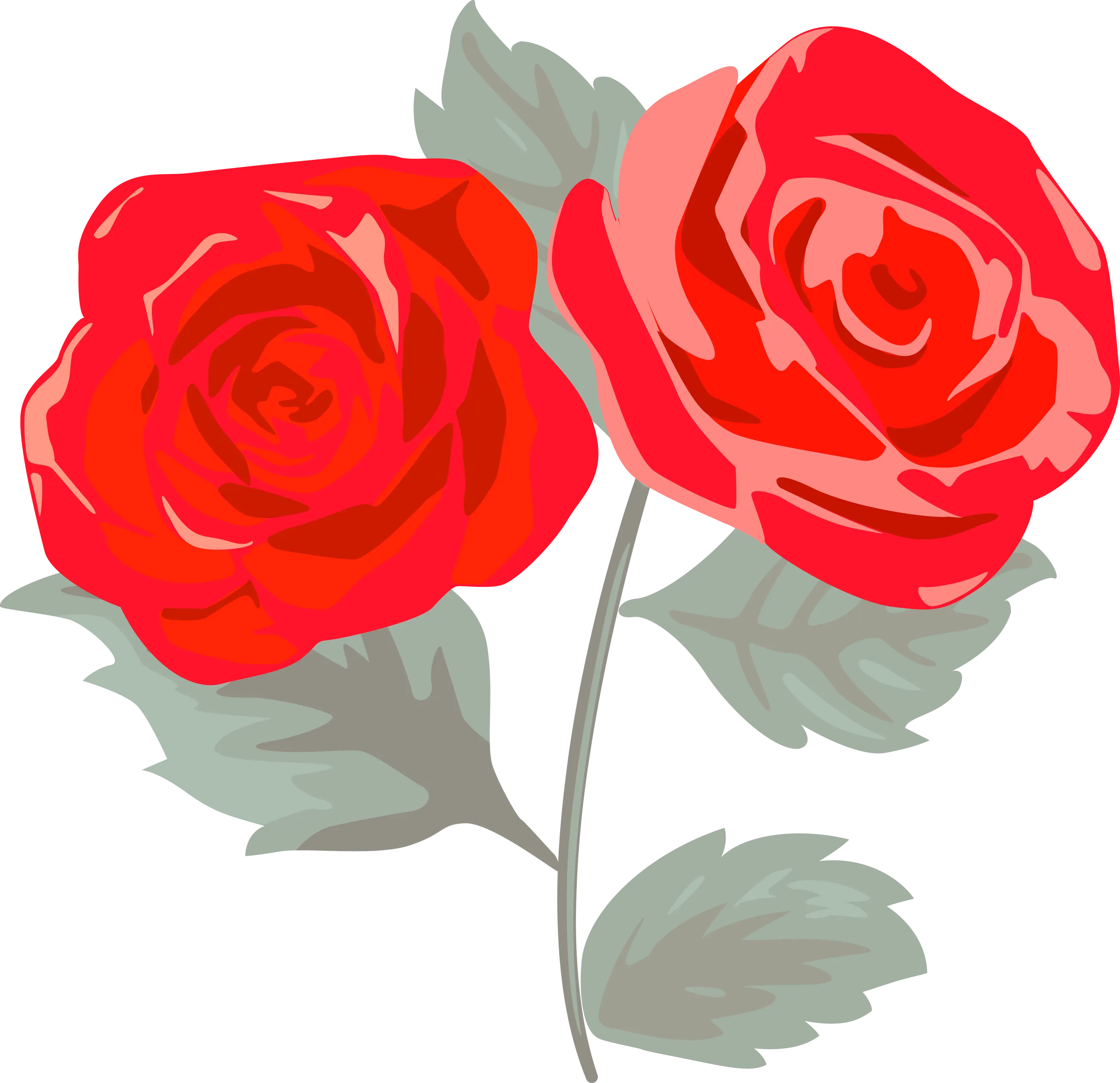 Red Roses with Green Leaves Design