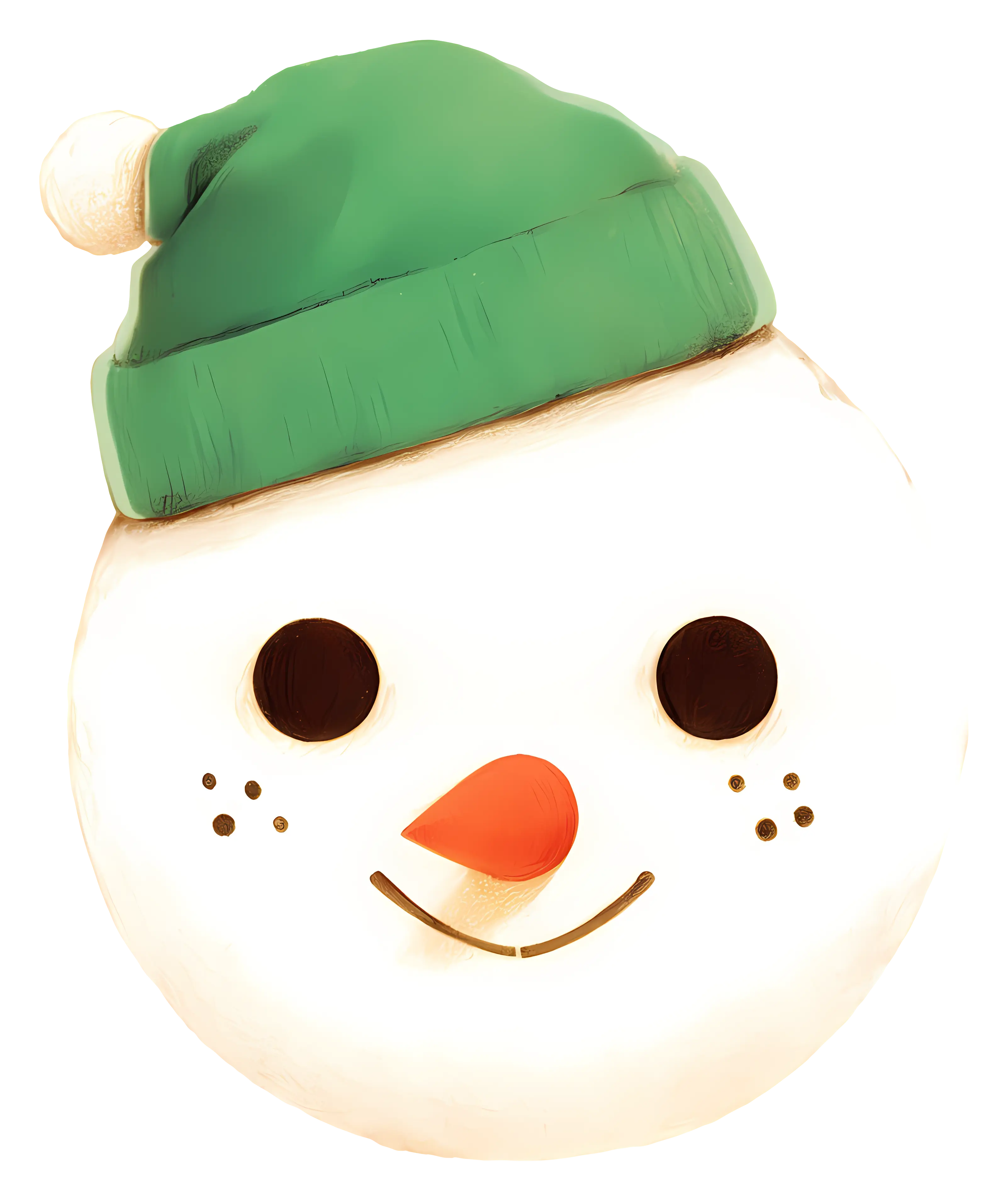 Snowman Face with Green Hat