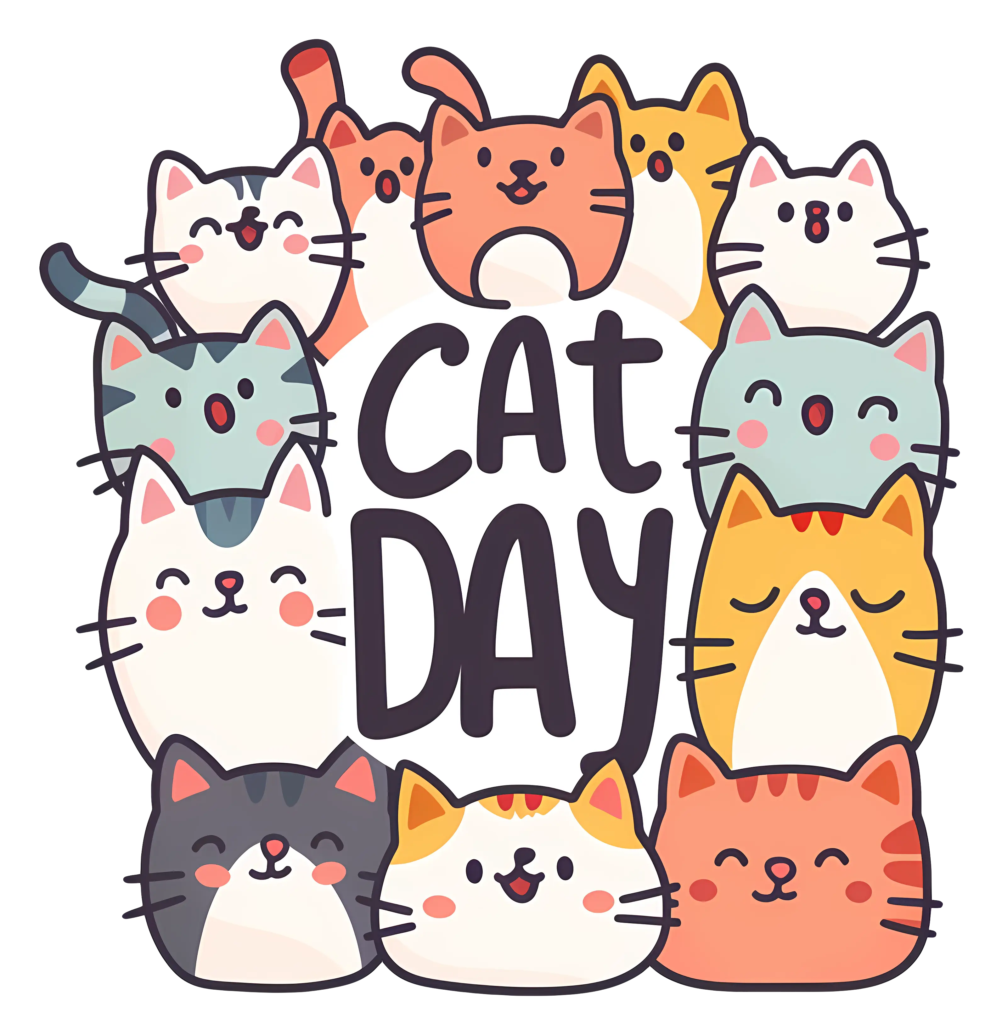 Cat Day Celebration with Group of Cats