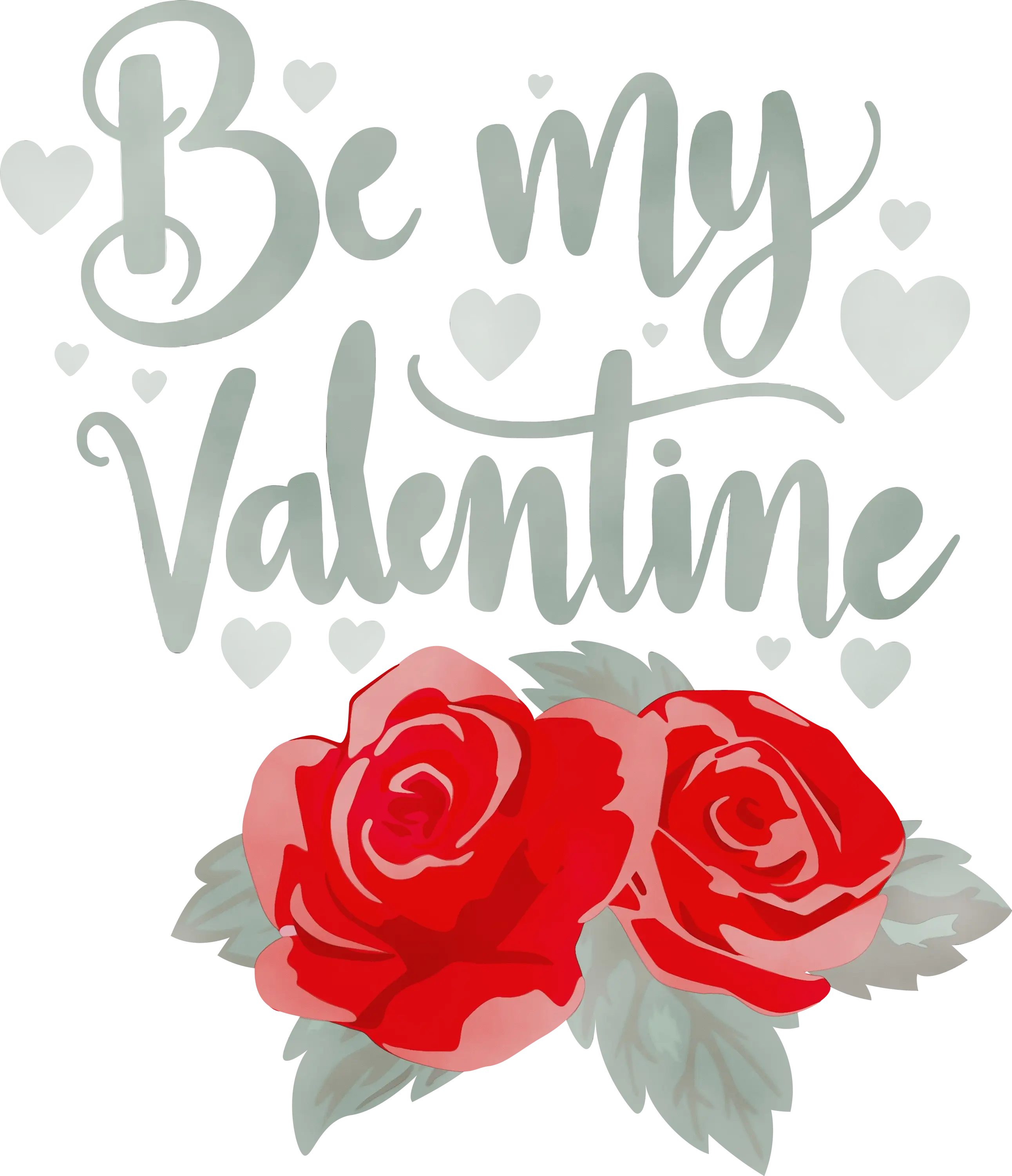Valentine&#039;s Day Roses Illustration with Message