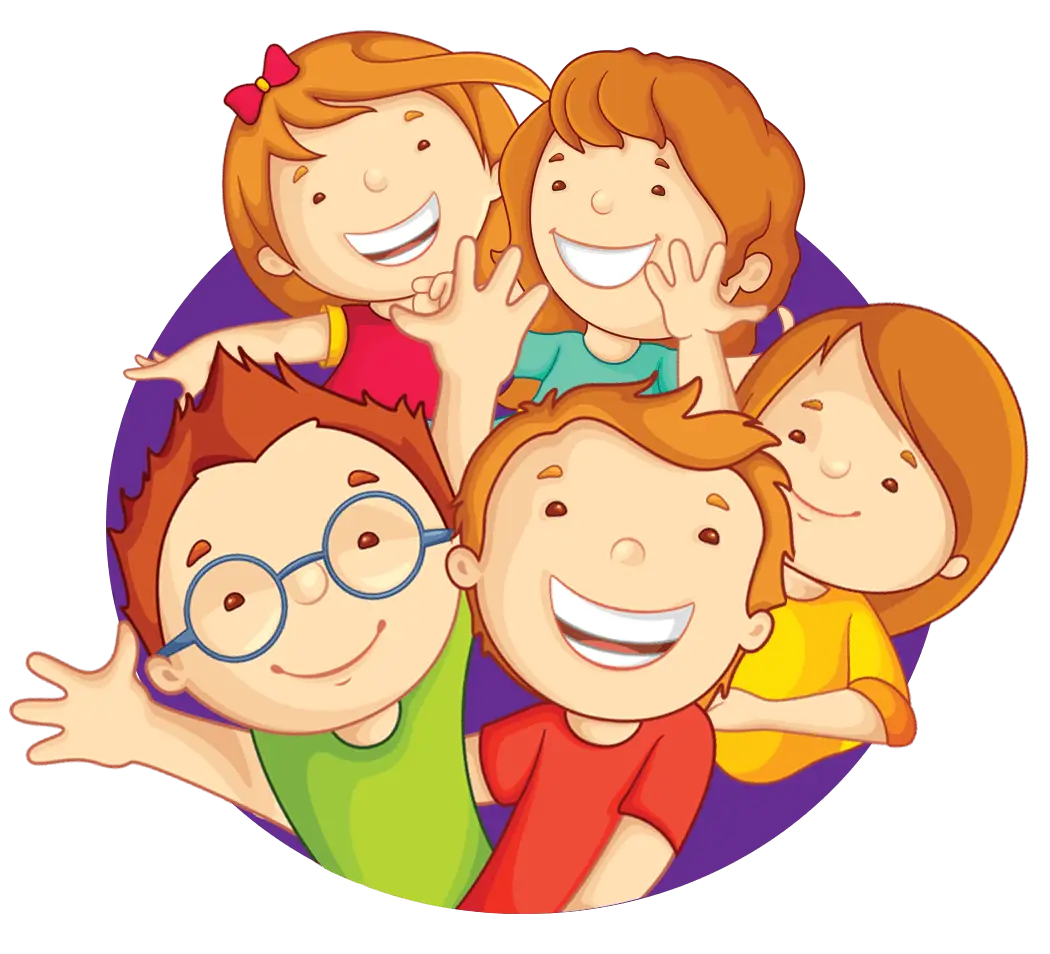 Cheerful Cartoon Kids Group Illustration