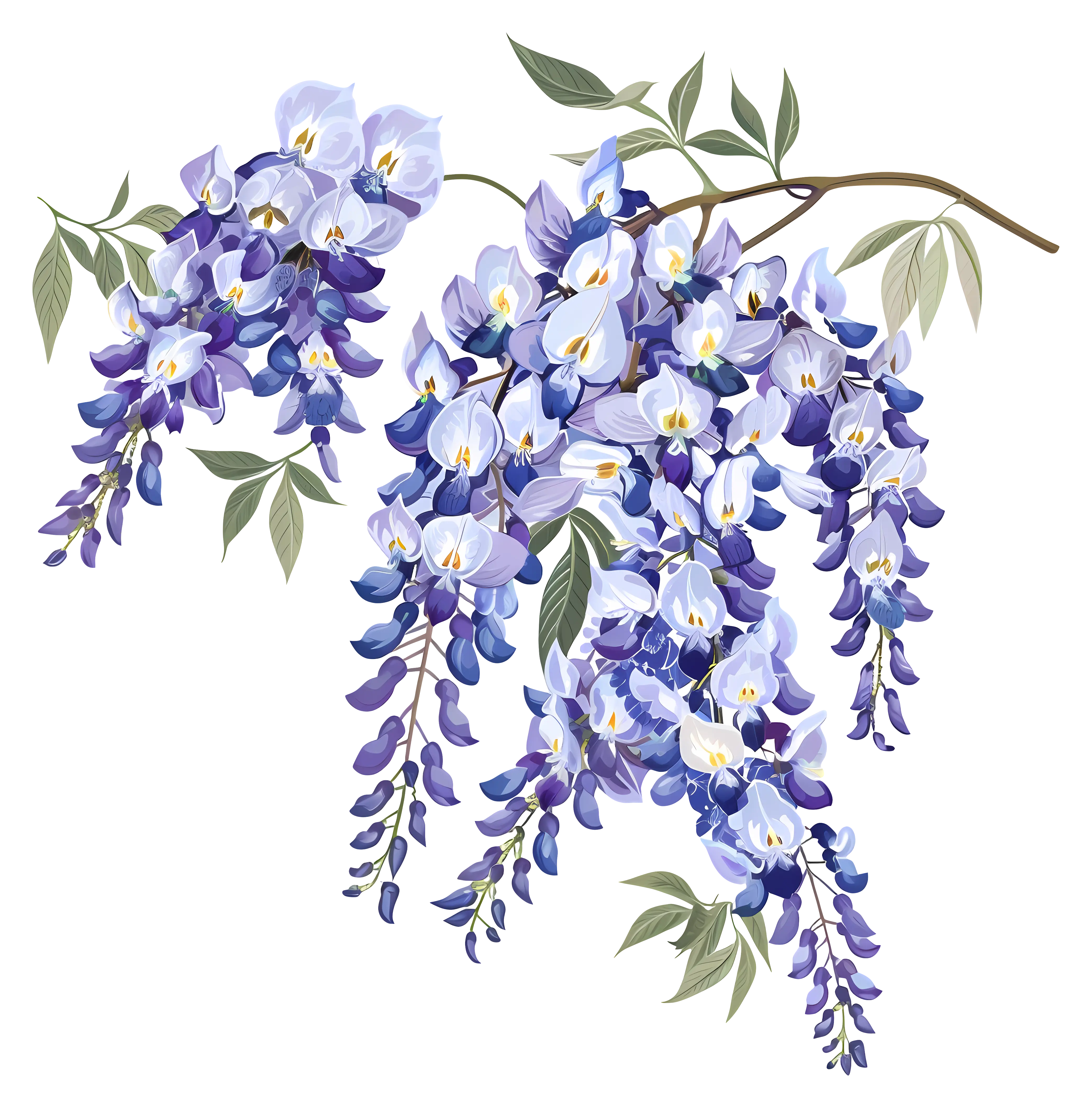 Purple Wisteria Flowers Hanging from Branches