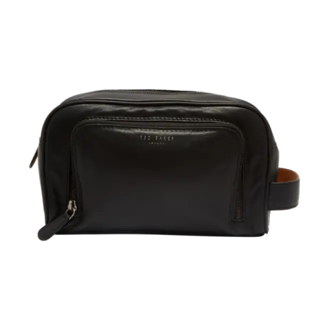 Black Leather Toiletry Bag
