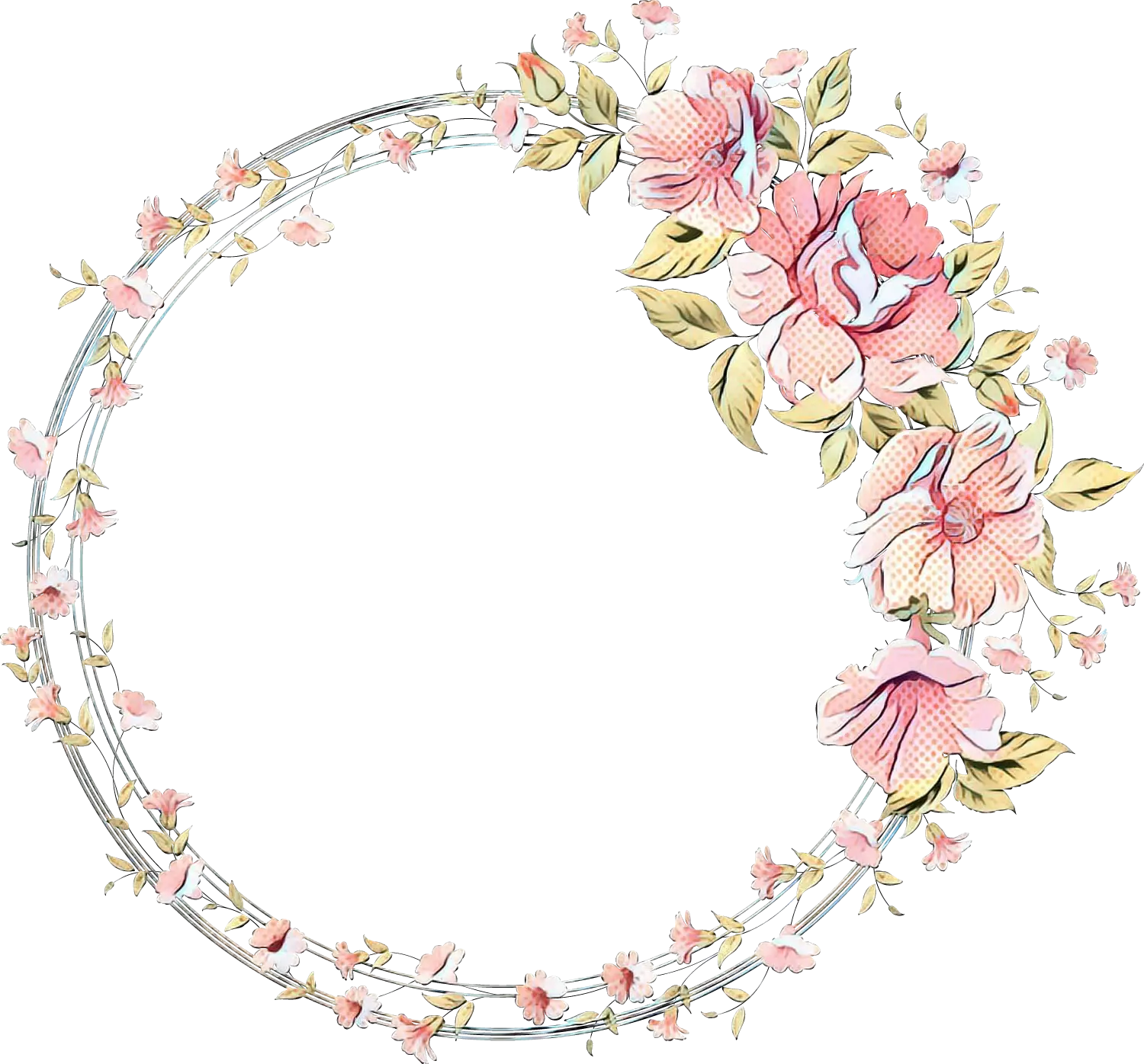 Vintage Floral Circle Frame