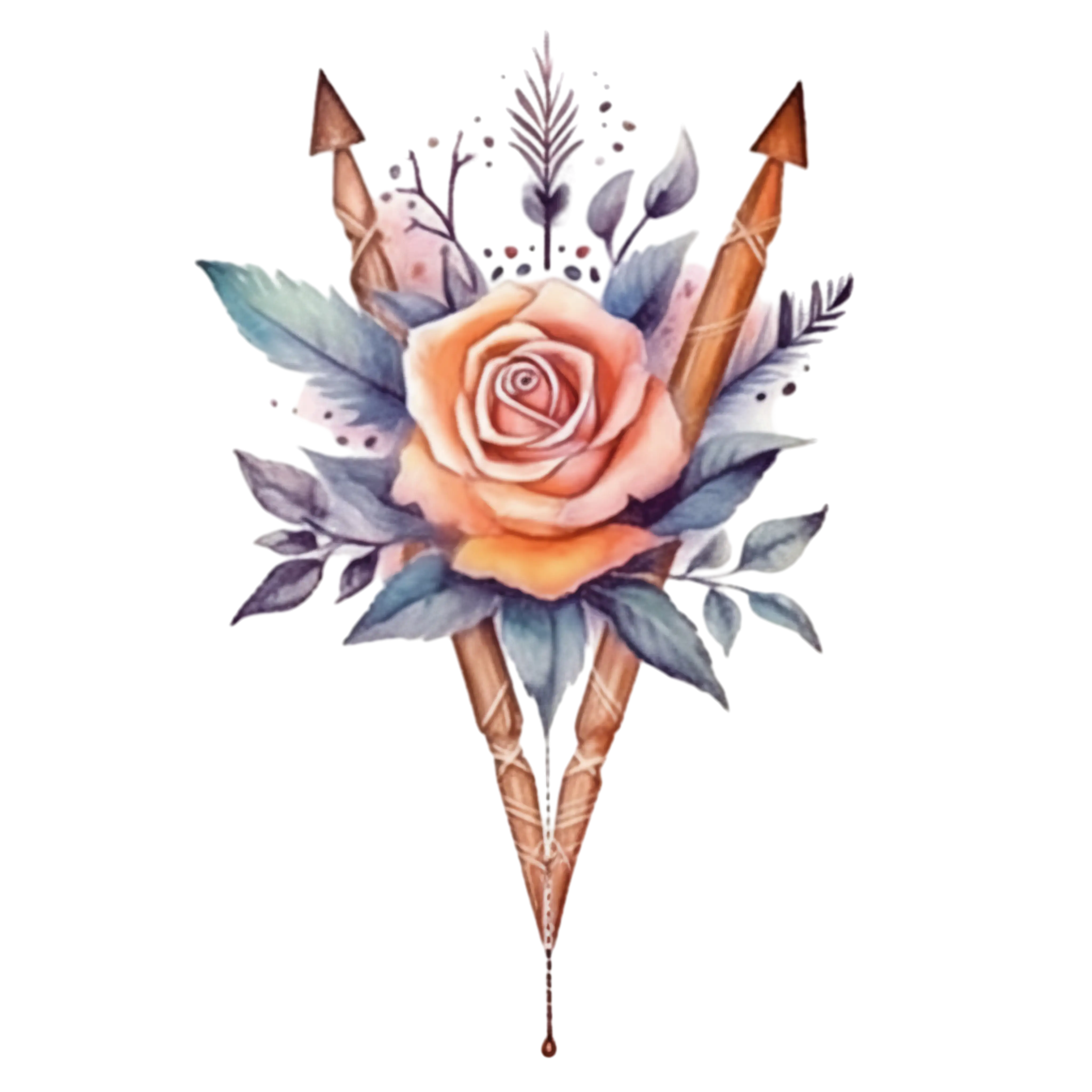 Artistic Rose and Decorative Arrow Illustration