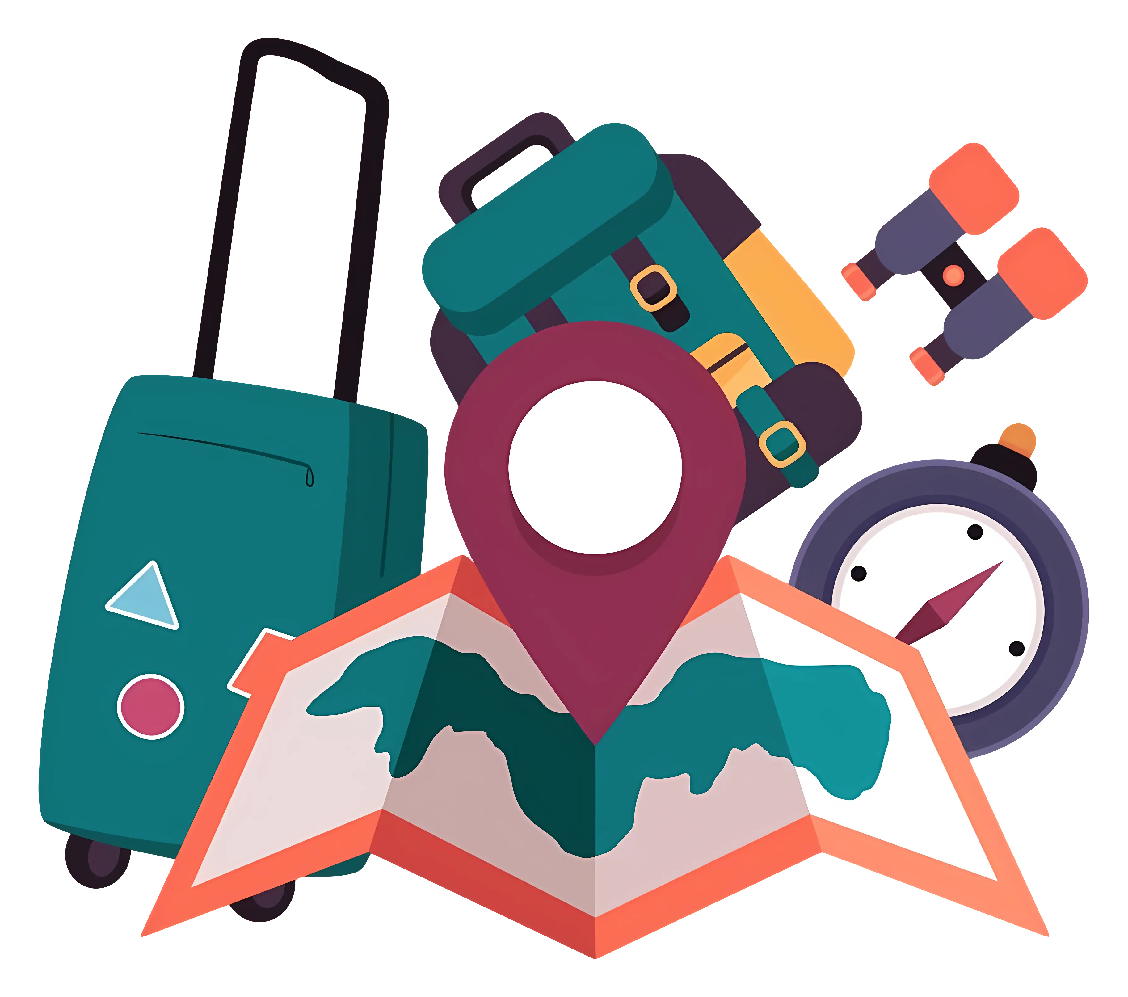 Travel Essentials with Map and Luggage
