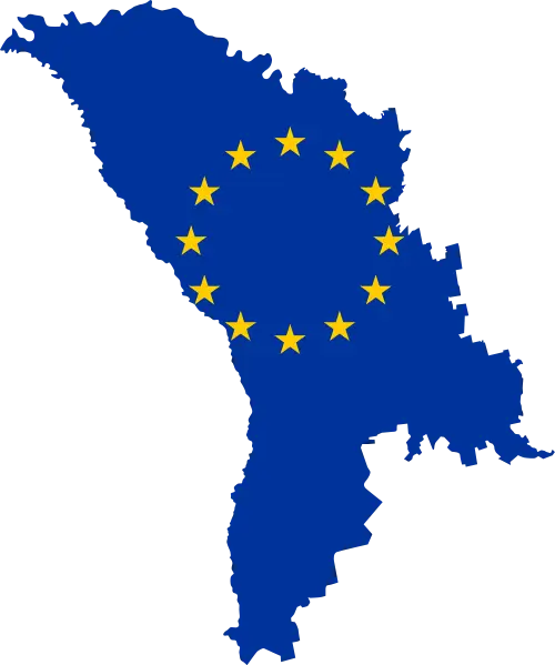 Map of Moldova with European Union Stars