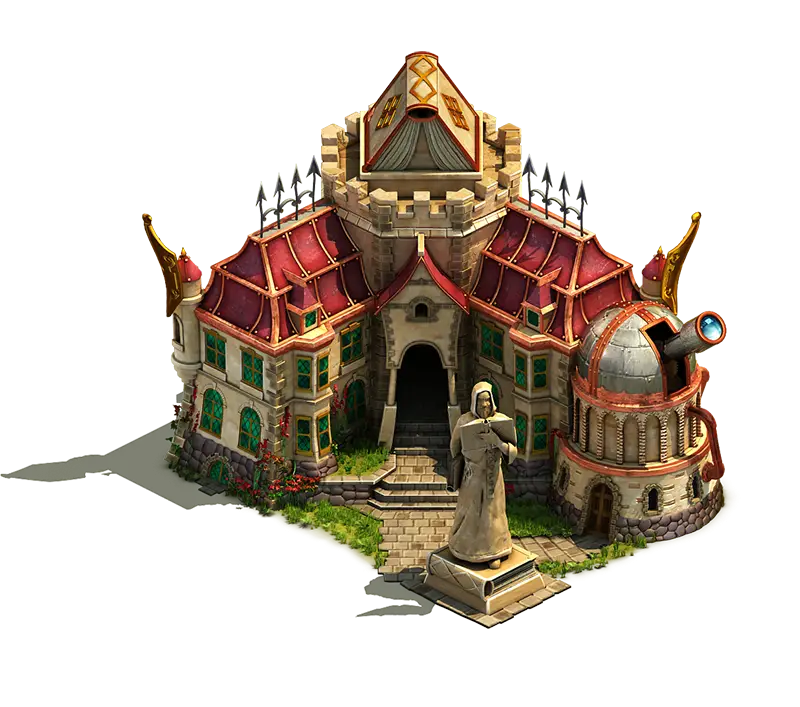 Elaborate Fantasy Castle with Statue