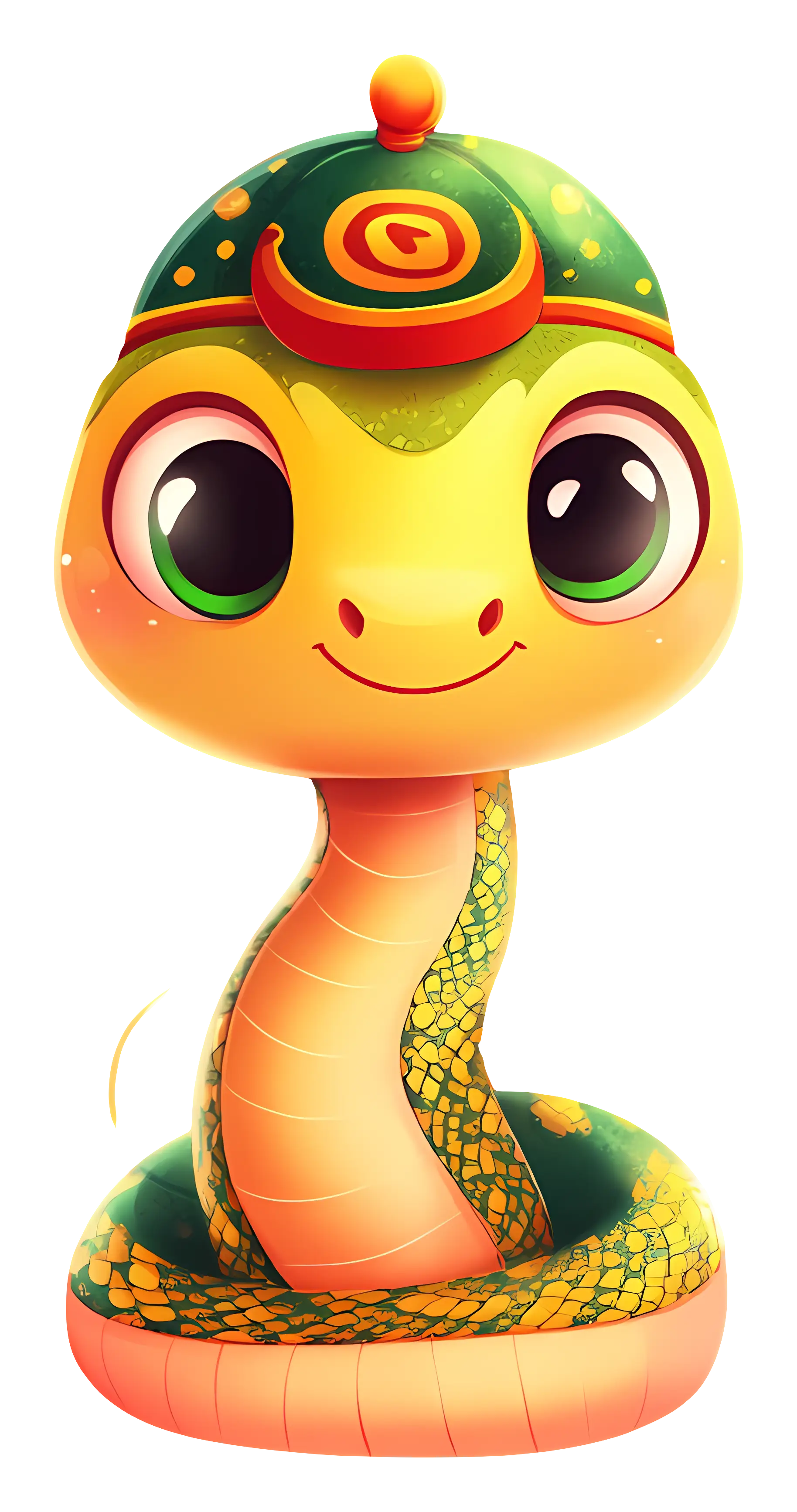 Cute Cartoon Snake with Hat