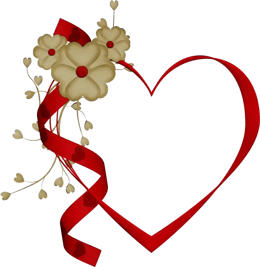Heart with Ribbon and Flowers