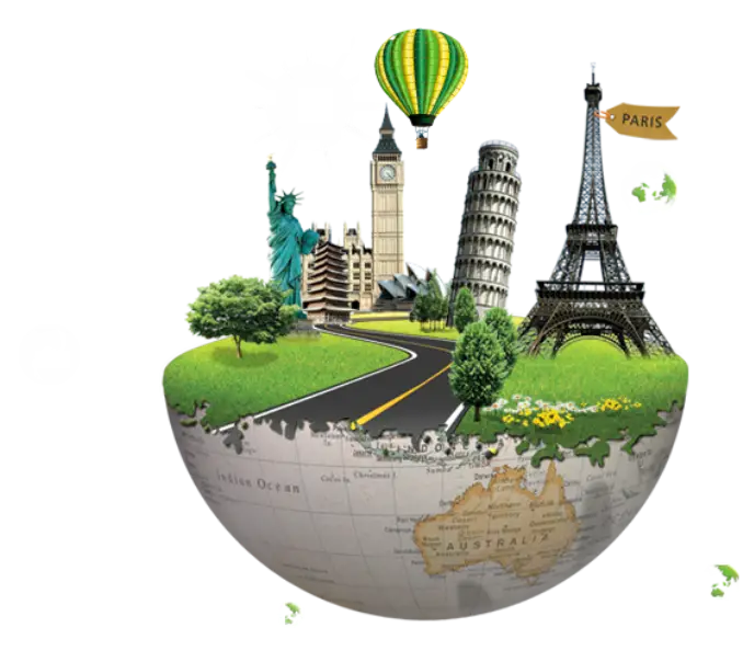 World Landmarks Collage on Globe Design