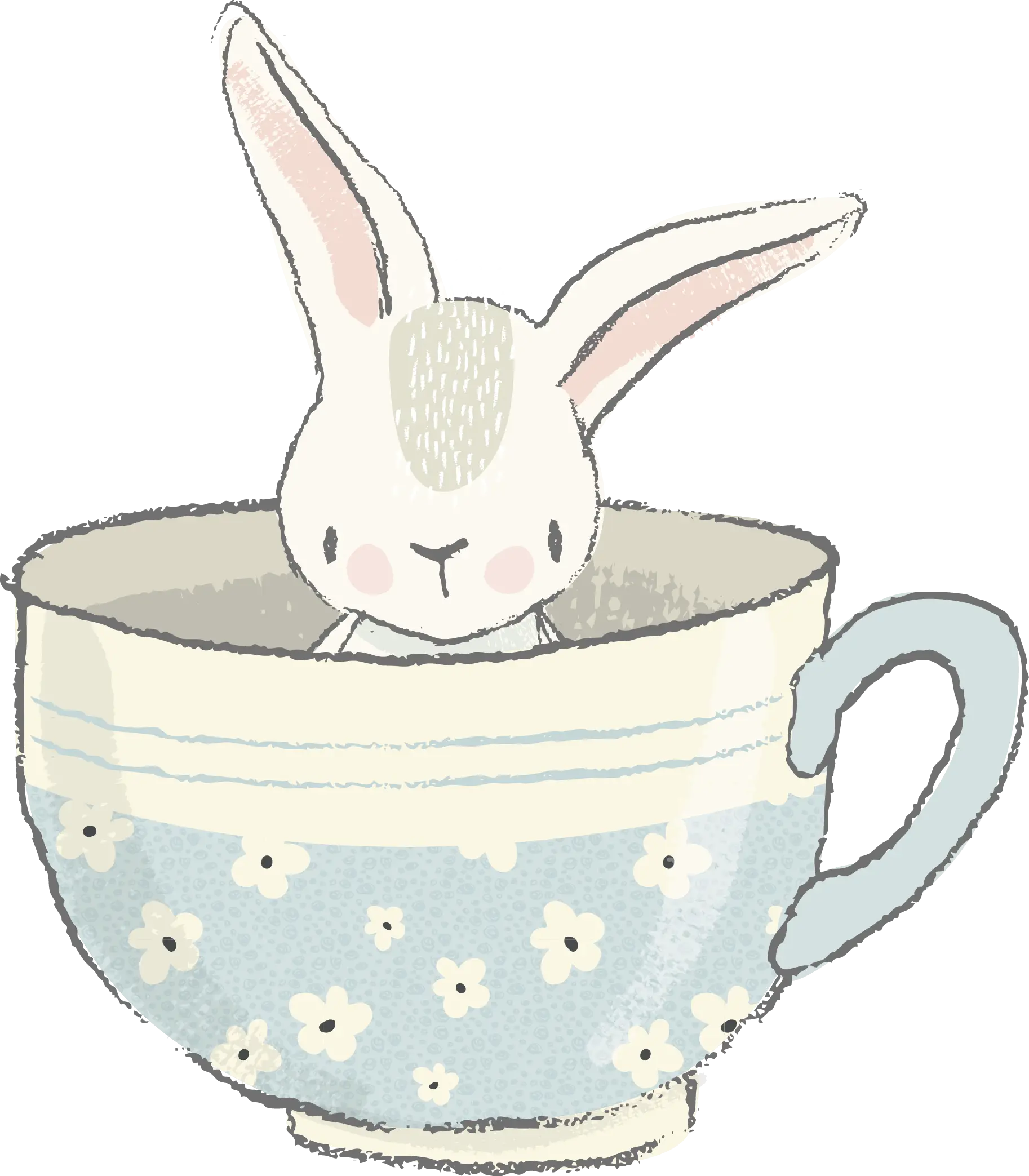 Illustrated Rabbit in a Cup