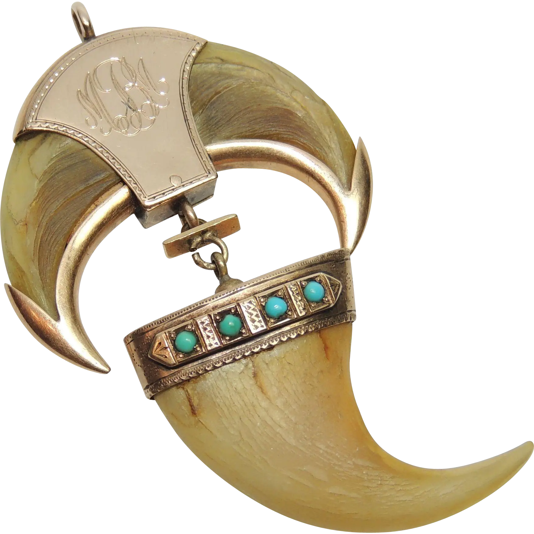 Vintage Claw Pendant with Turquoise Stones