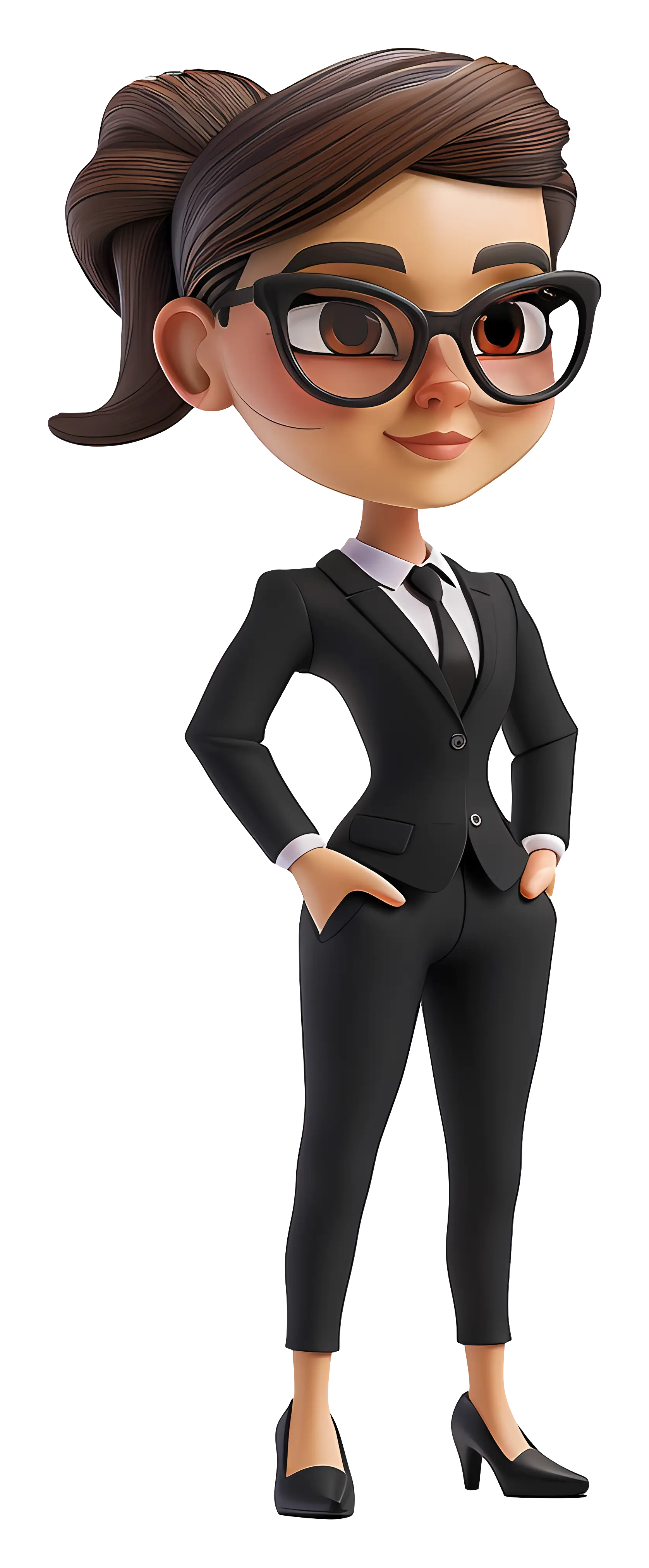 Cartoon Professional Woman in a Black Suit