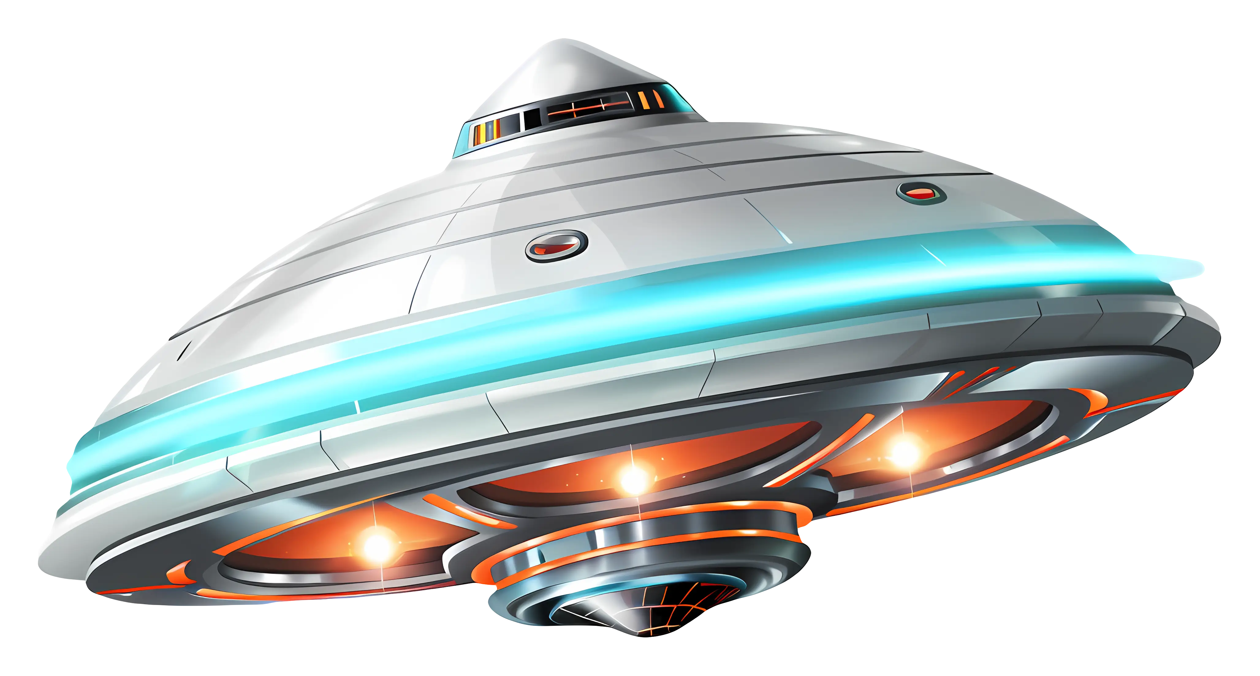 UFO Flying Saucer with Lights Illustration