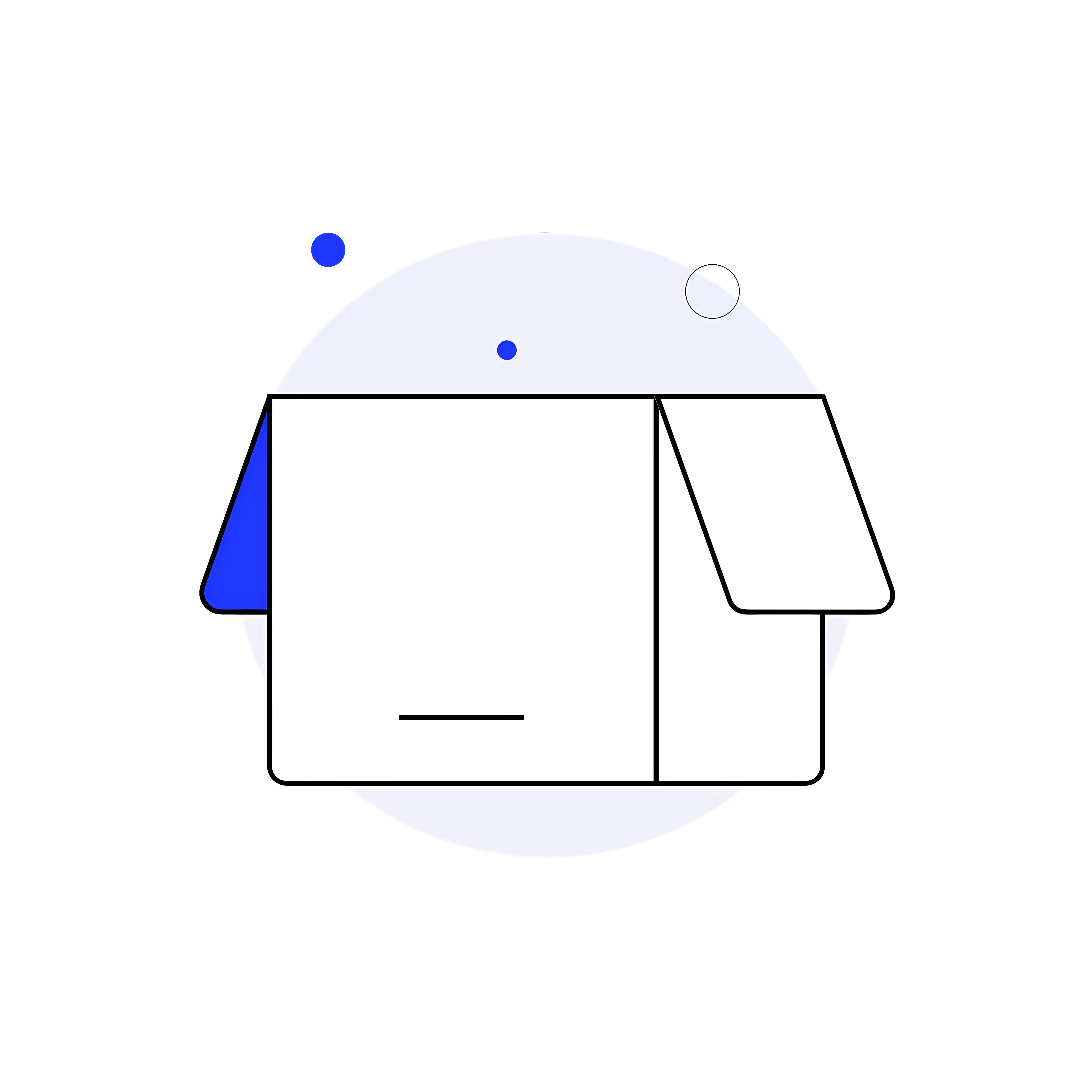Minimalist Open Box with Blue Accent
