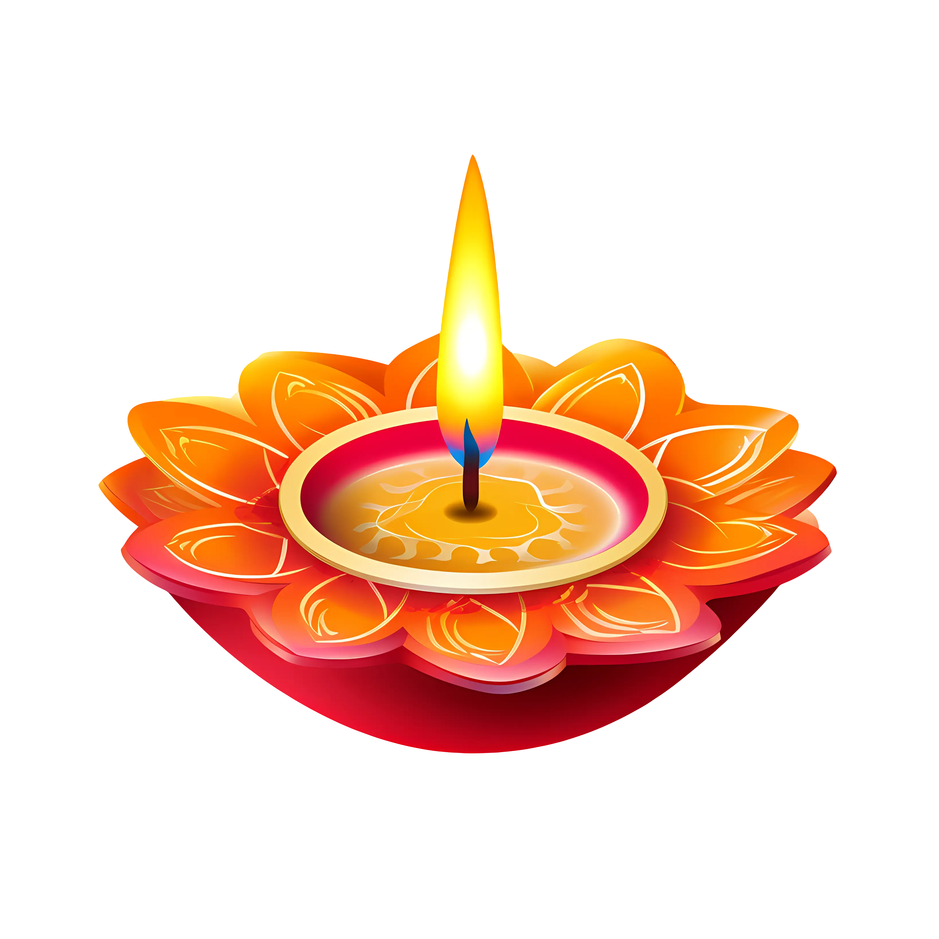 Bright Floral Diya Lamp for Diwali Celebration