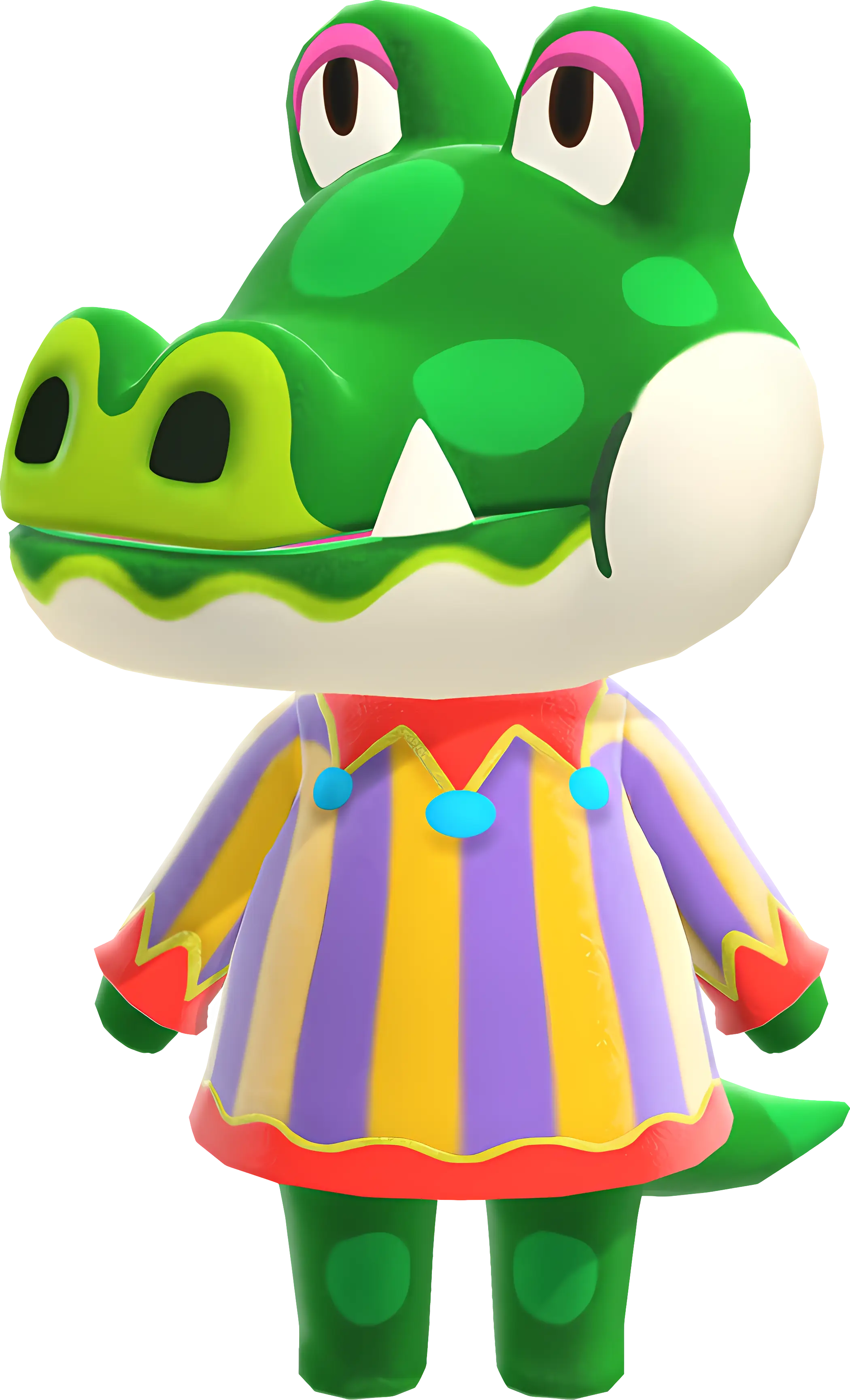 Colorful Cartoon Crocodile in Striped Outfit